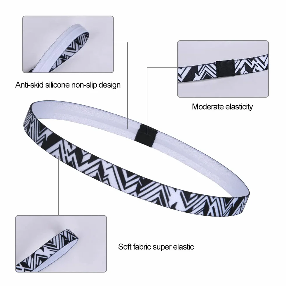 URAQT Diadema Deportiva Elástica Antideslizante, Cintas de Pelo de Silicona para Yoga, Fitness, Correr