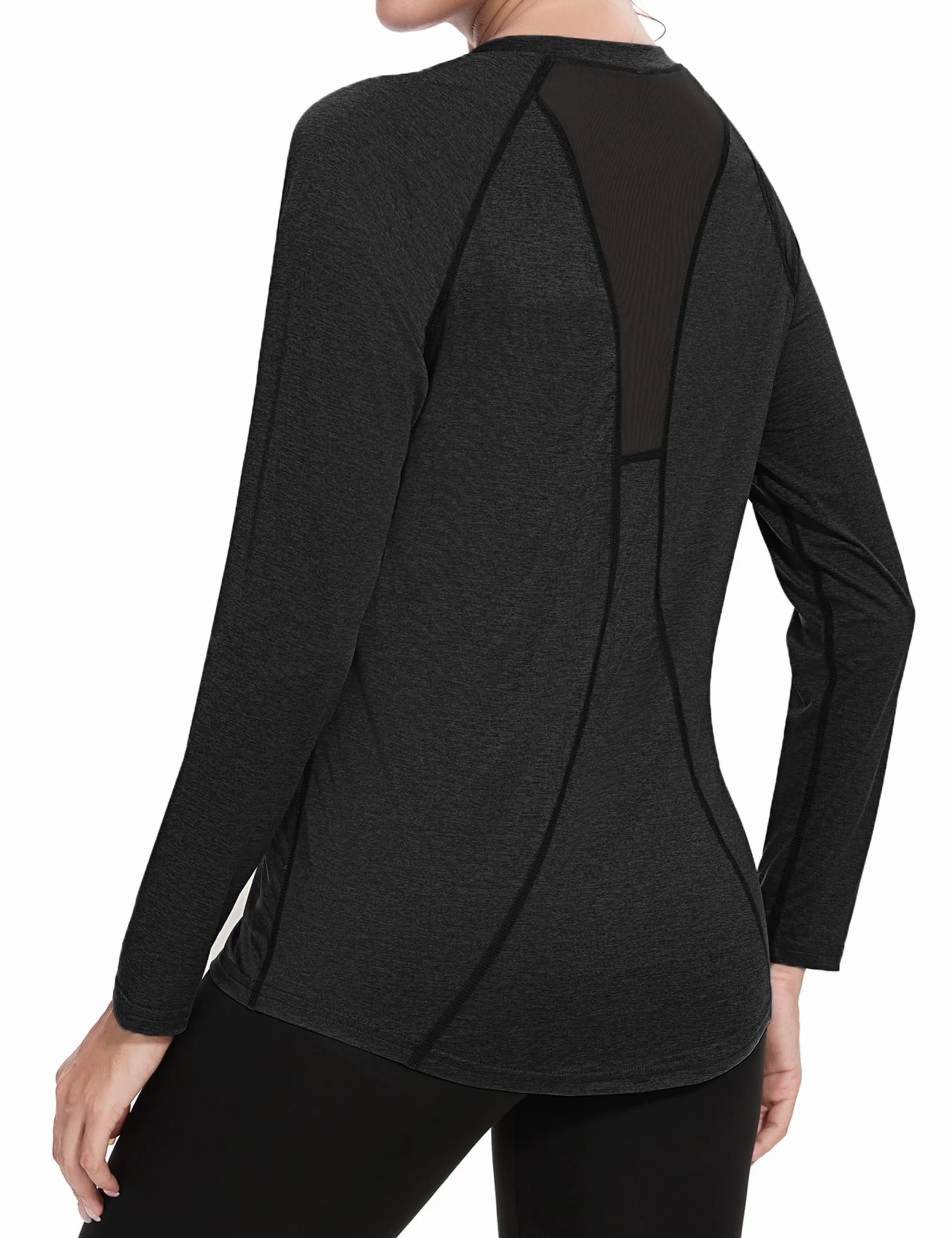 Camiseta Deportivo Mujer Manga Larga Secado Rápido Malla Yoga Fitness Top Ropa Deportiva
