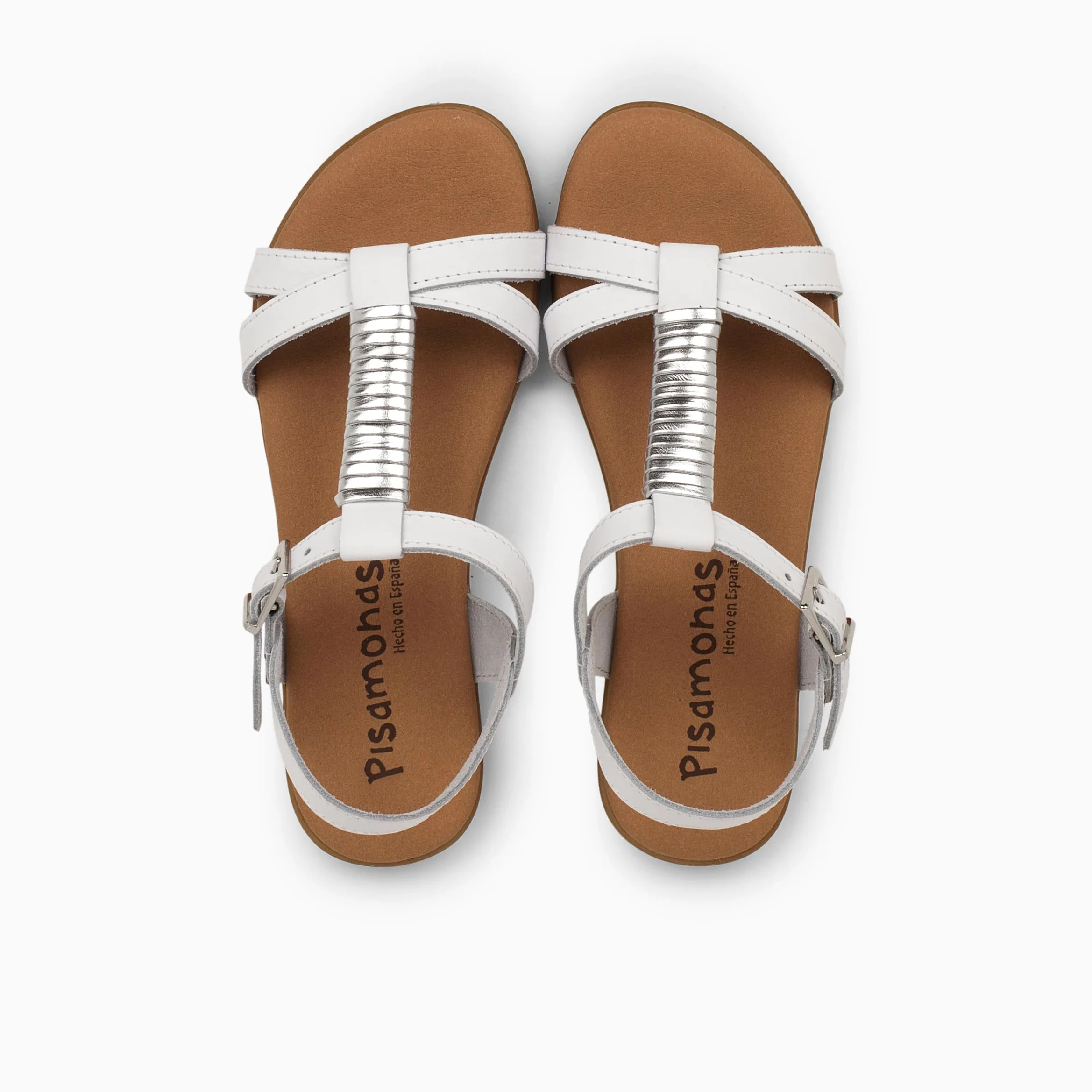 Pisamonas Sandalias Plantilla Acolchada y Adorno Plateado