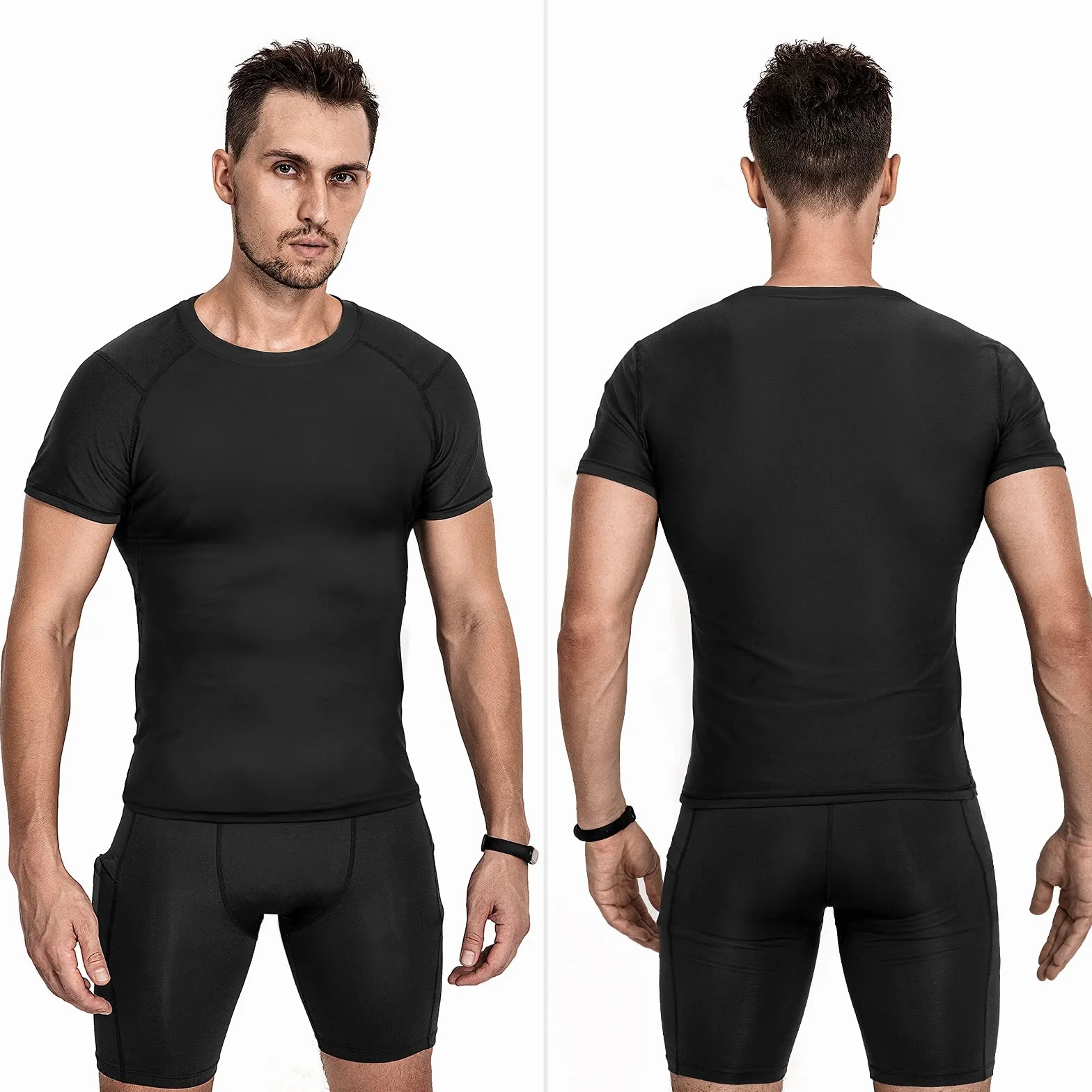 Niksa 1 paquete o 3 paquetes de camisetas de compresión para hombre, manga corta, diseño de malla, capa base de secado rápido, para gimnasio, deportes, fitness, entrenamiento, ciclismo, entrenamiento