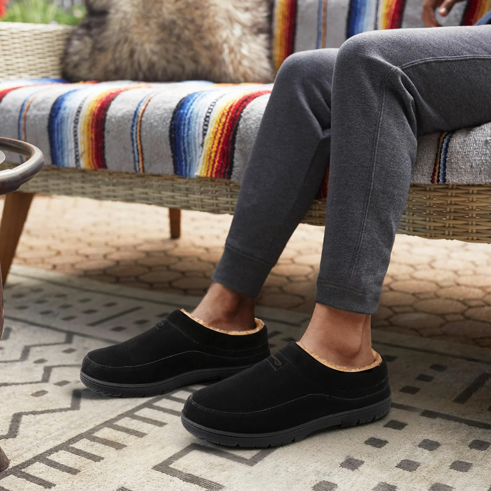 HomeTop Pantuflas Mocasín de hombre Suave Caliente Antideslizante Espuma con memoria Interior Zapatos de casa