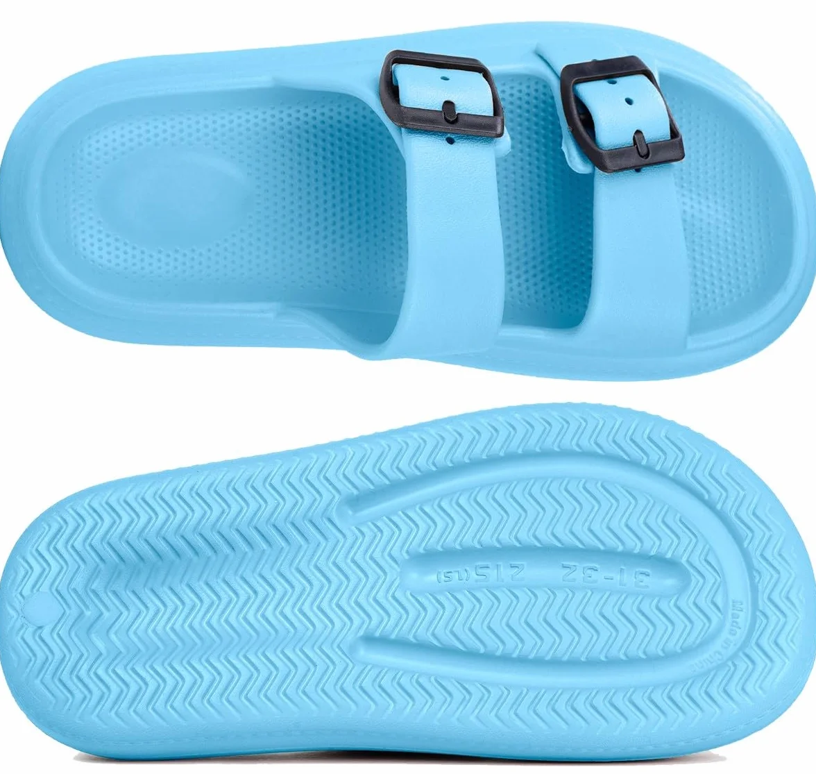 Gaatpot Zapatilla de Baño Niños Niña Chanclas Zapatos de Playa y Piscina Ajustable Doble Hebilla Sandalias Antideslizantes Azure 31/32 EU
