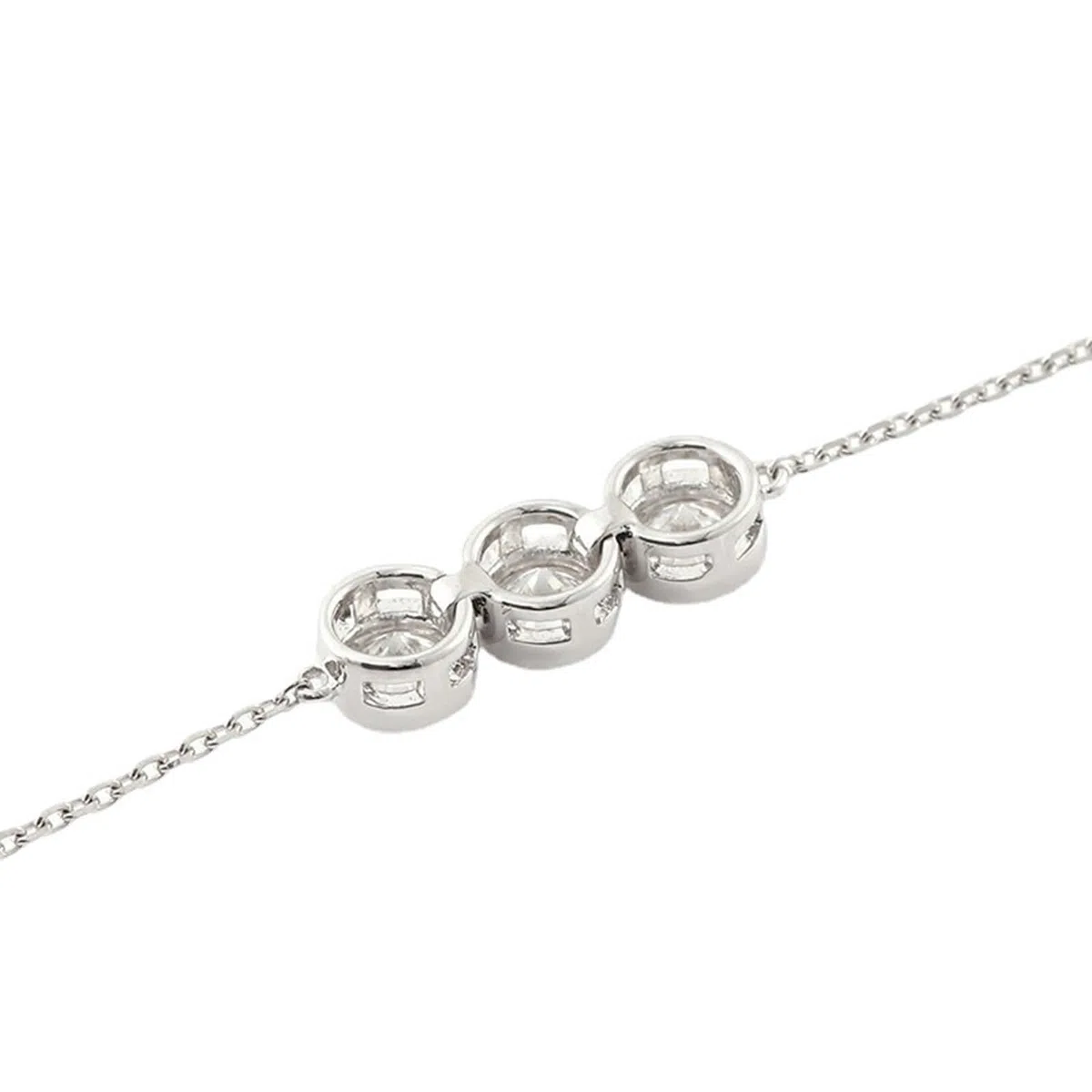Pulsera de cadena de oro blanco para mujer con moissanita redonda de 4 mm