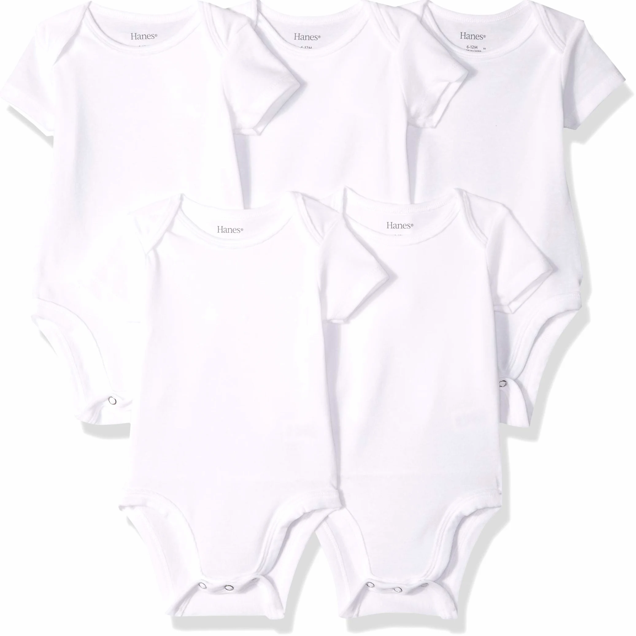 Hanes Boys' Ultimate Baby Flexy 5 Pack Short Sleeve Bodysuits