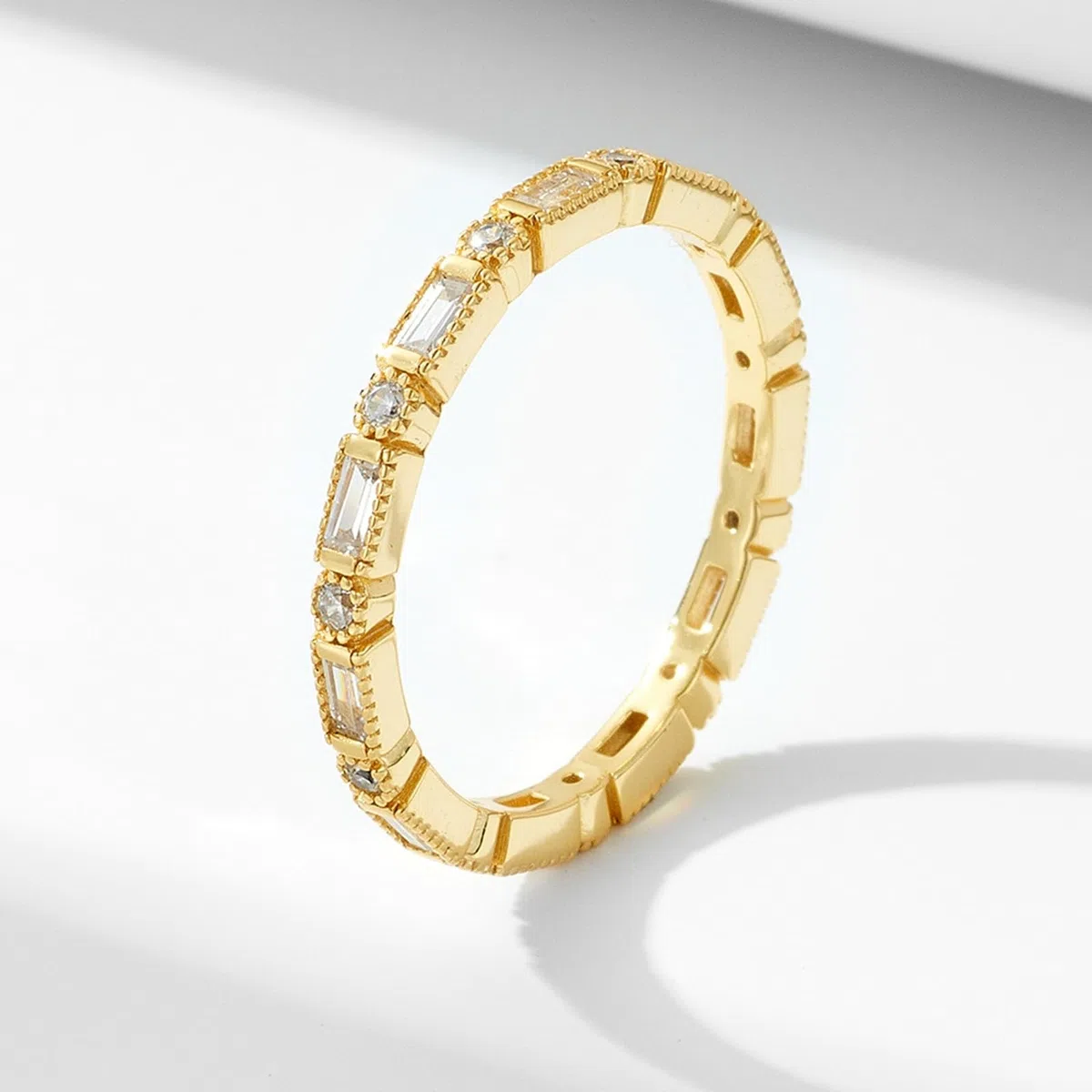 Anillos de compromiso para mujer de oro blanco, oro real eternidad con moissanite, anillo de boda de oro para mujer