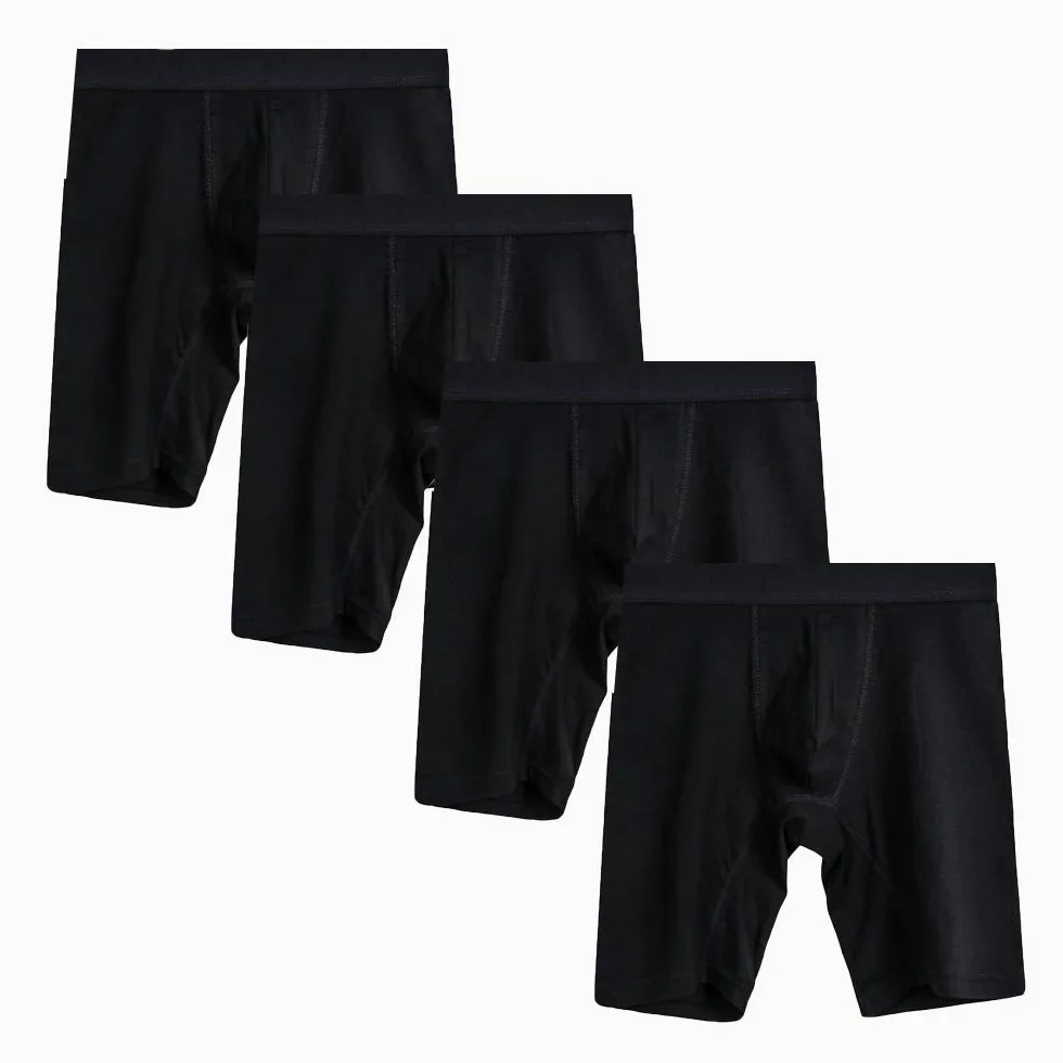 Nuofengkudu Hombre 4 Pack Largos Calzoncillos Boxer Algodón Sin Costura