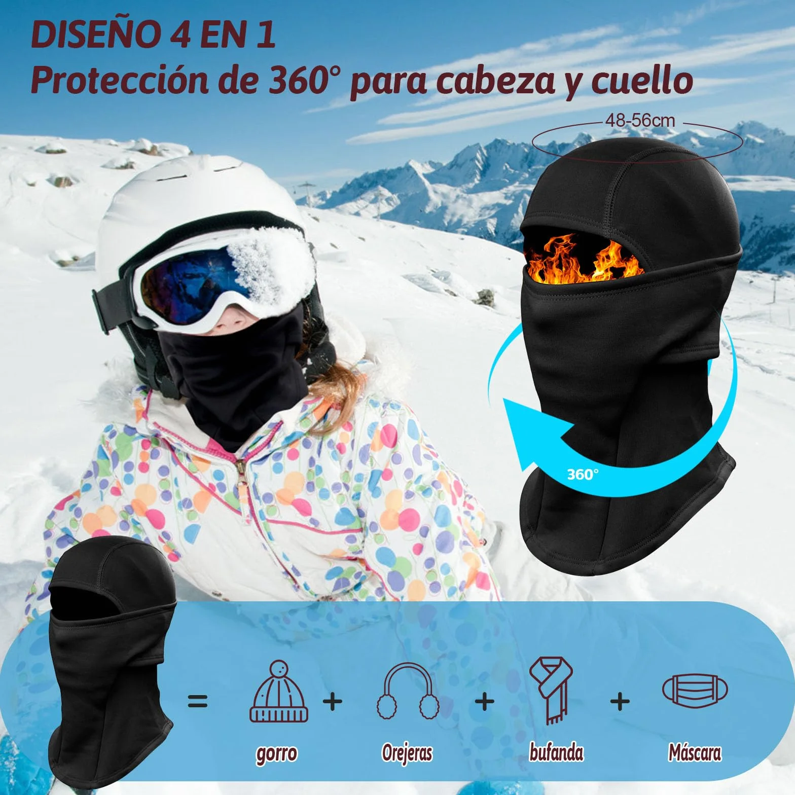ZOCONE Pasamontañas Térmico Invierni Niños Forro Polar Balaclava Moto Esquí Ciclismo