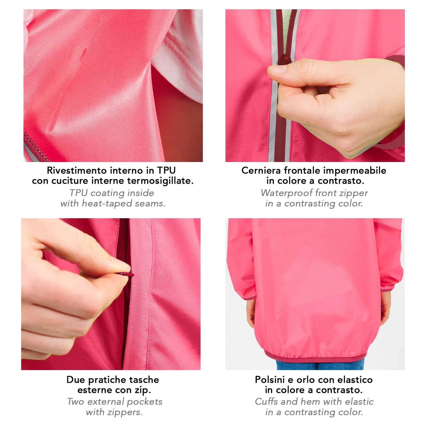 PERLETTI Cortavientos Niño Niña Impermeable Chaqueta Outdoor Running Estuche