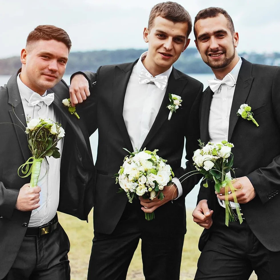 Pajarita Negra Ajustable de Color Sólido para Bodas y Fiestas