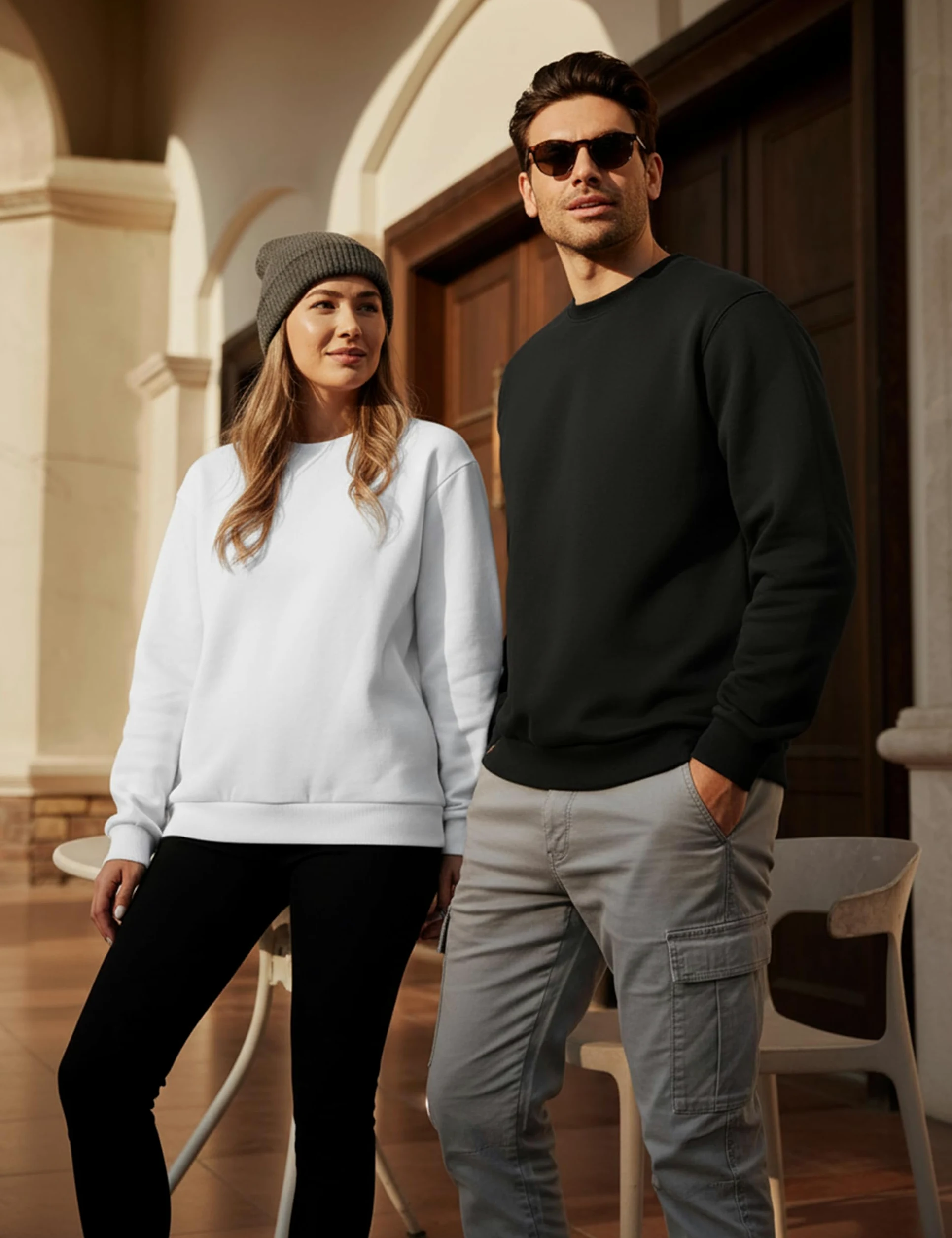 MAGCOMSEN Hombres Clásico Sudaderas sin Capucha Forro | Polar Pullover Invierno Manga Larga Running Jumper Suéter