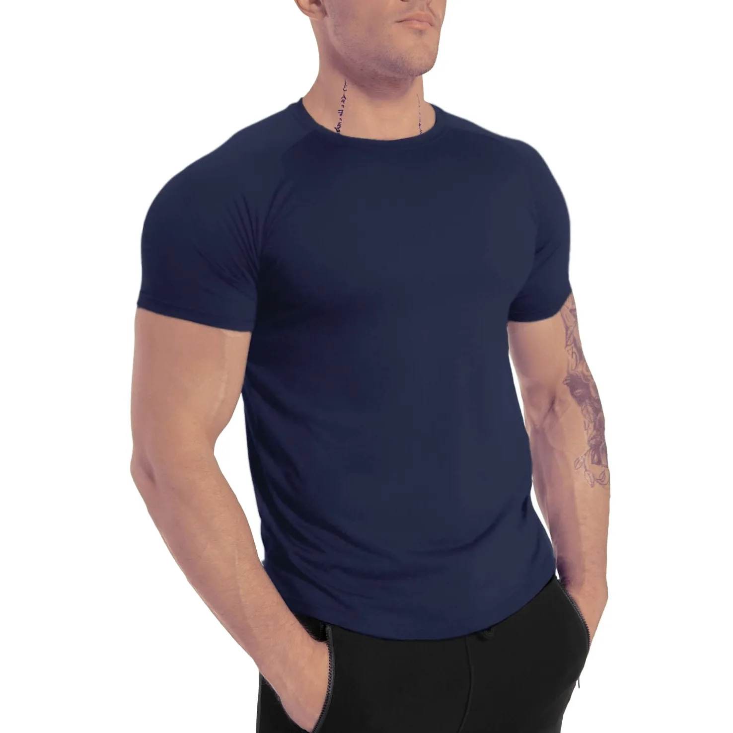 Camiseta de Manga Corta para Hombre, Ajuste seco, para Entrenamiento, Gimnasio, Absorbe la Humedad, Rendimiento atlético, para Correr, Paquete de 3 Unidades