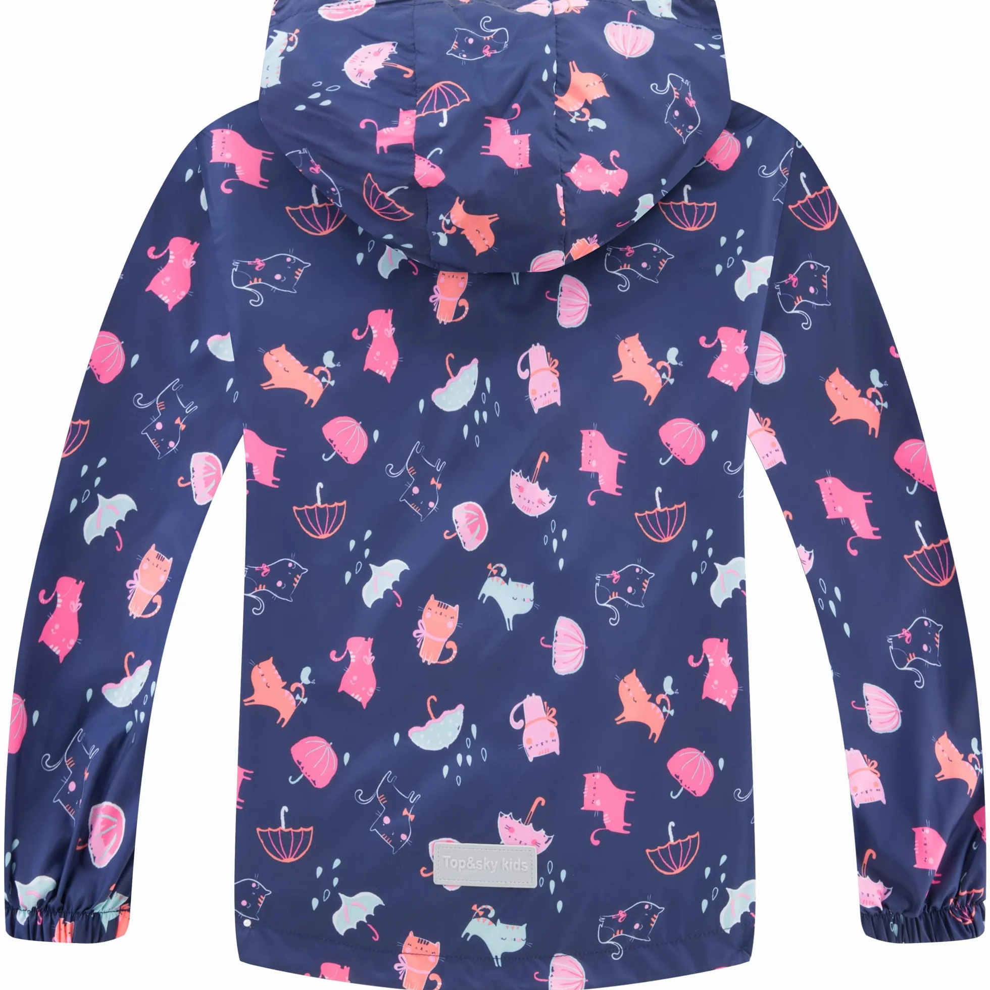 Fewlby Chaqueta Impermeable con Capucha para Niña, Cortavientos con Forro Polar Ligera Abrigo Prueba de Viento Chubasquero Primavera Otoño Abrigos Deportivos 3-12 Años