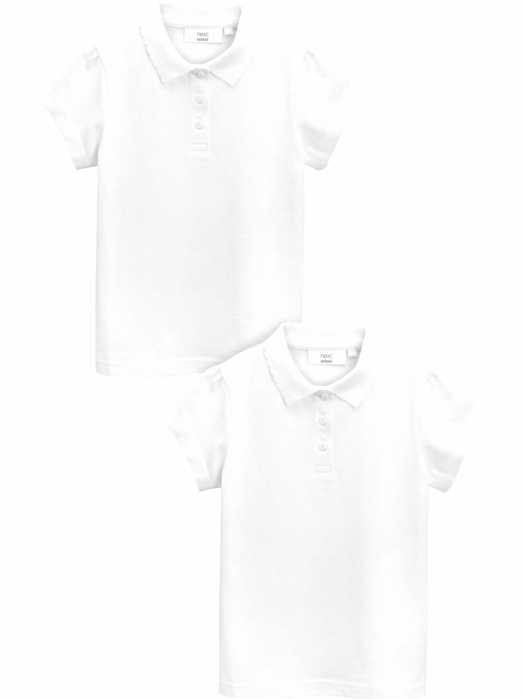 NEXT Niñas Pack de 2 Polos de Manga Corta de Corte estándar 100% algodón Blanco 6 Años