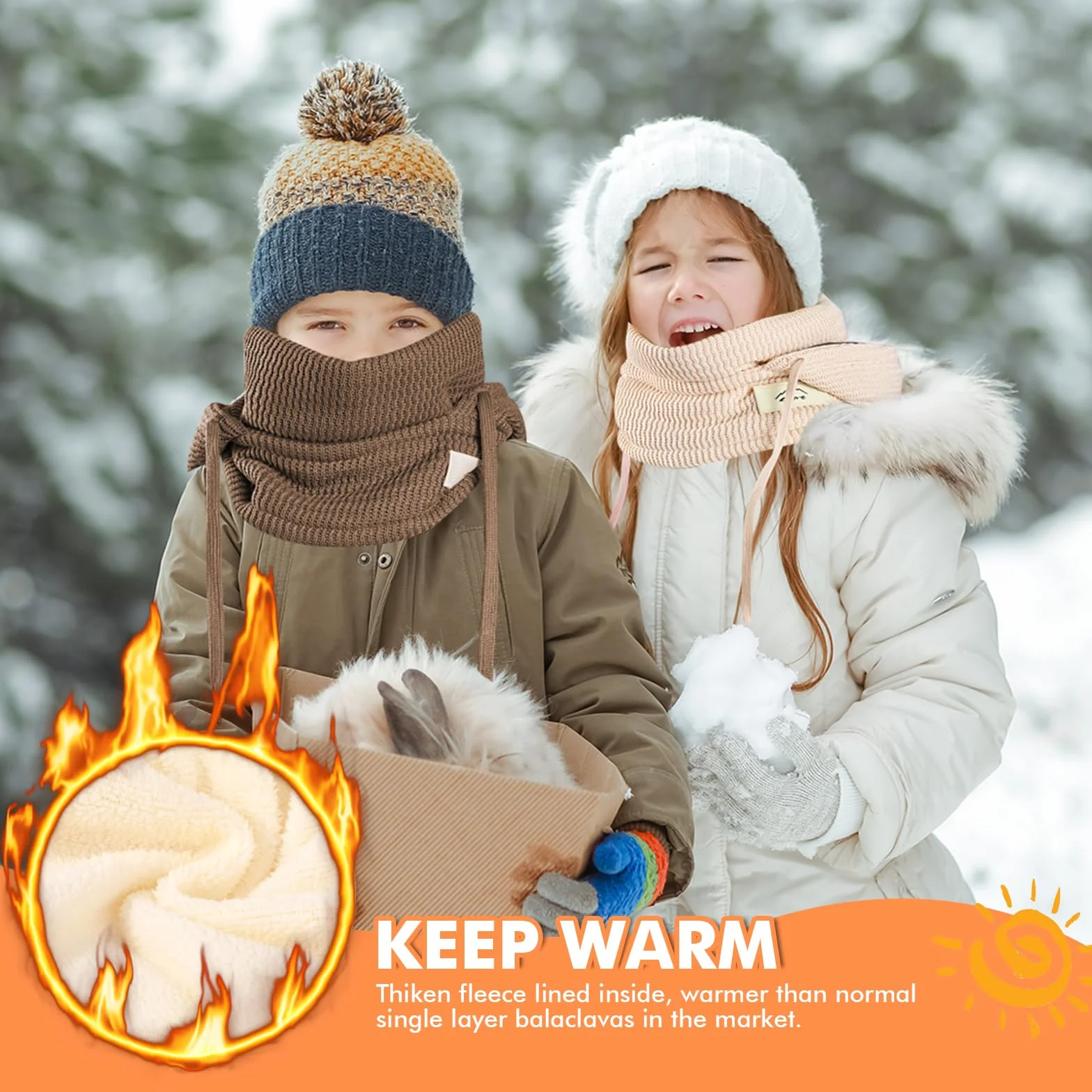 Pasamontañas Térmico Invierno Niños 4-10 años, Máscara Esquí Ciclismo, Gorro Forro Polar