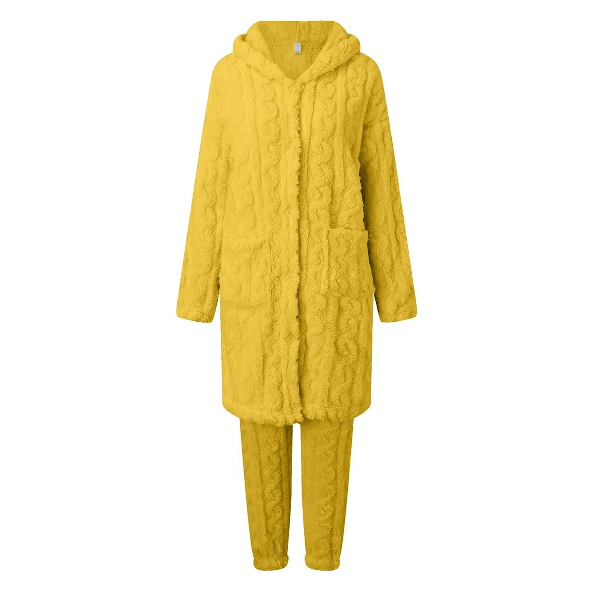 Generisch Pijama para mujer, conjunto de pijama difuso para mujer, cálido y esponjoso, de manga larga, ropa de dormir de felpa, ropa de dormir térmica con bolsillos