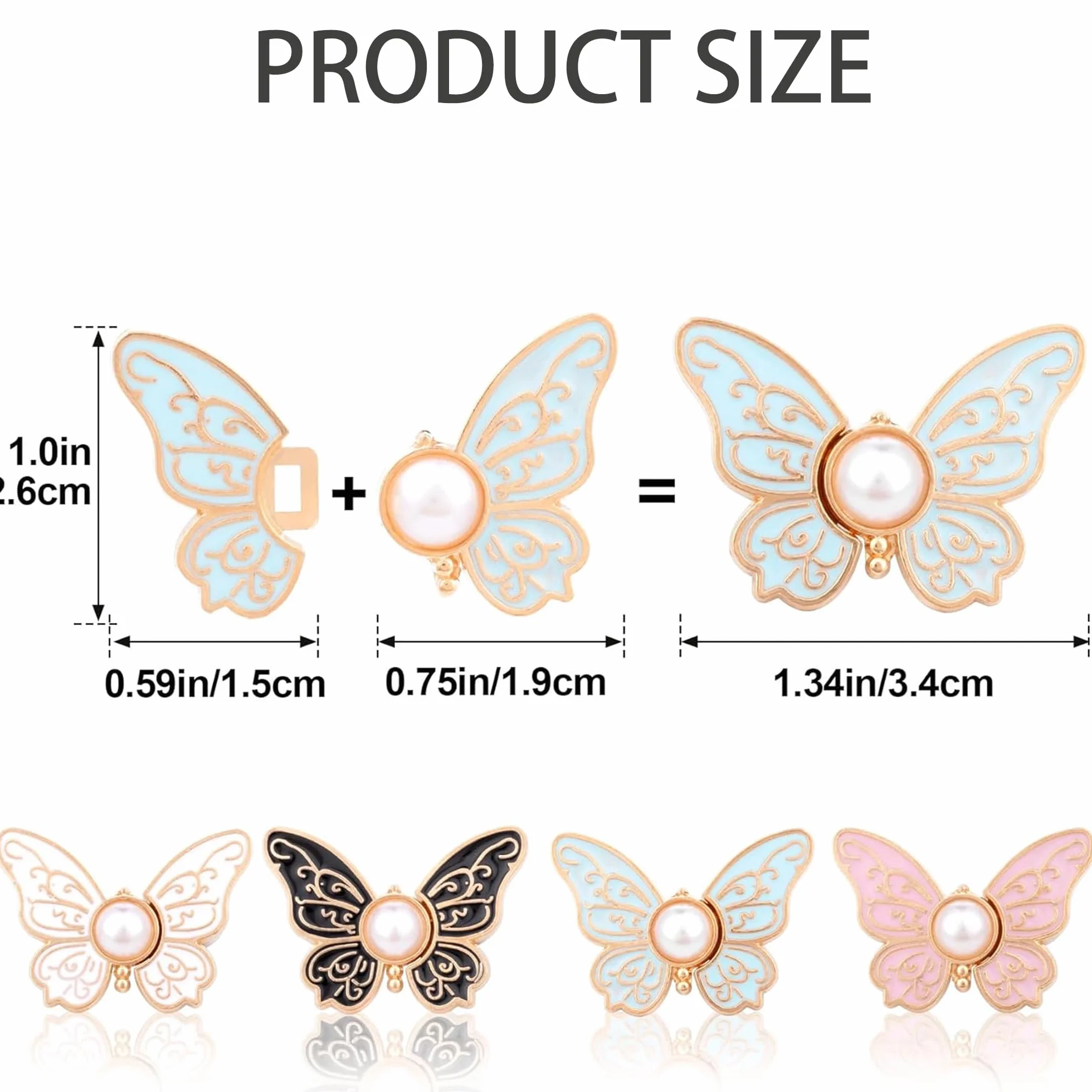 KIMHOME 4 Clips Ajustables para la Cintura, con Hebilla de Mariposa, para Pantalones y Vaqueros, y Clips de sujeción para Faldas y Vestidos