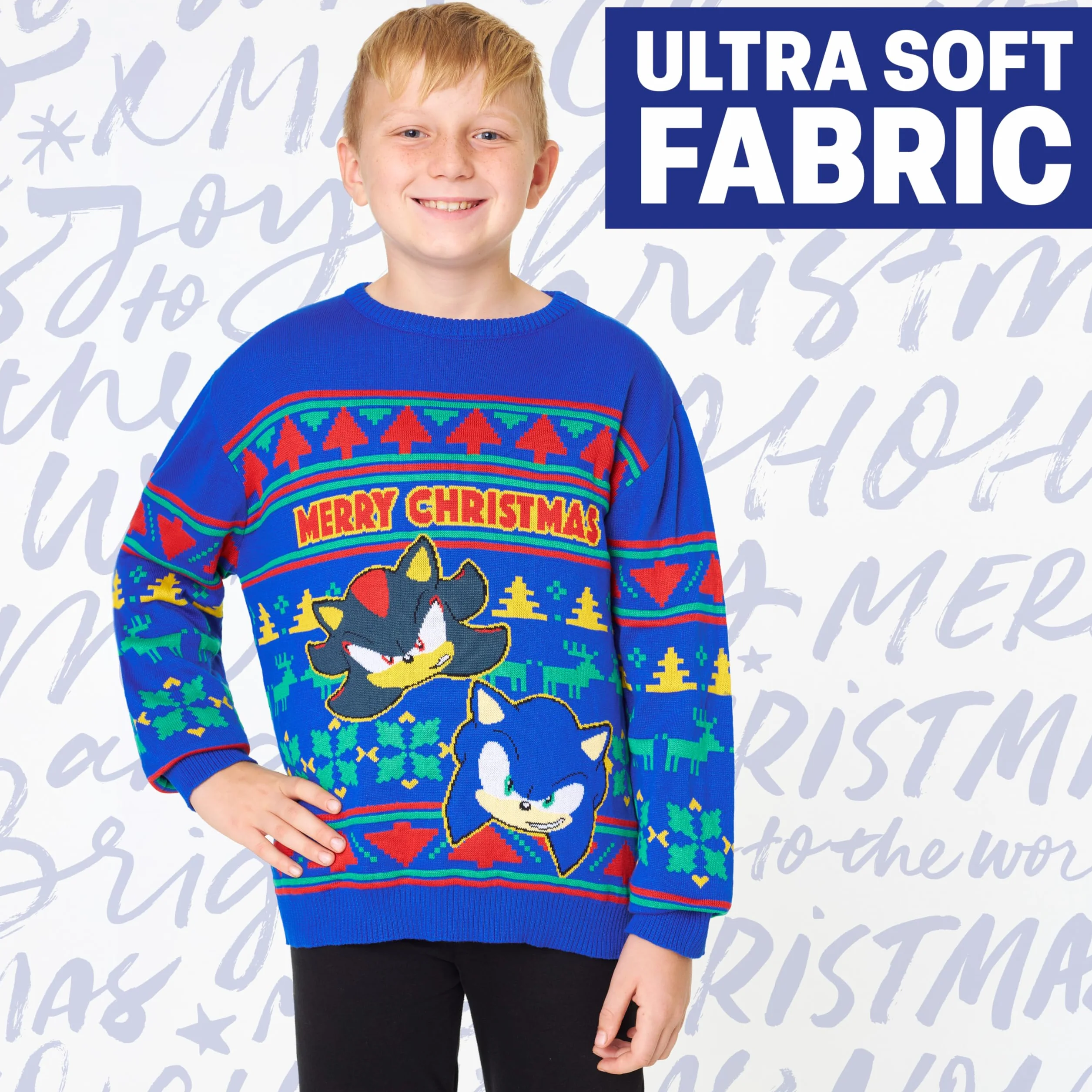 Get Trend Sonic The Hedgehog Jersey Navideño Niño, 4-10 Años, Sueter de Navidad con Diseño de Sonic y Shadow, Ropa Infantil, Regalo Gamer