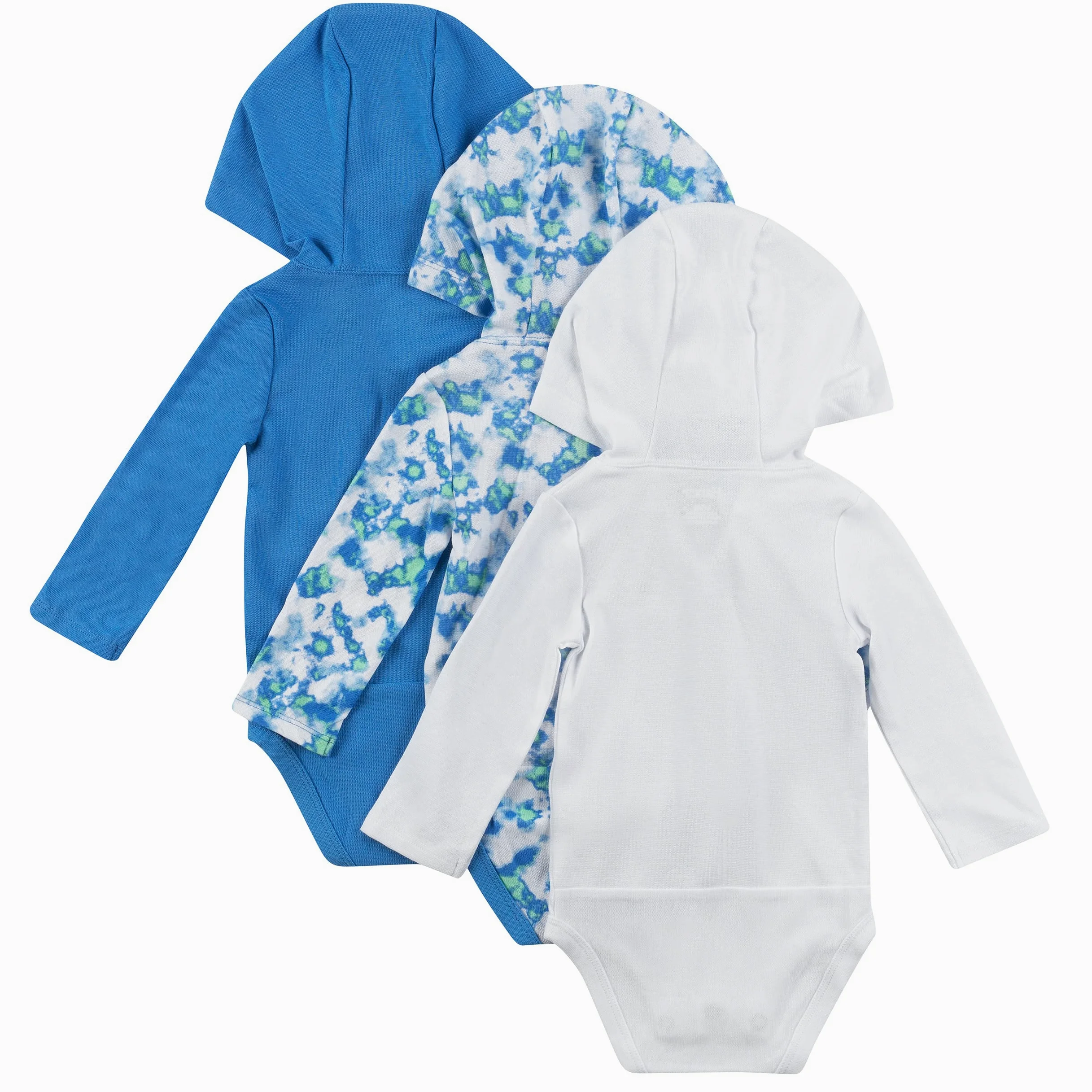 Hanes Body de manga larga con capucha para niños y niñas, paquete de 3, Blues, 12-18 meses, Blues, 12-18 Meses
