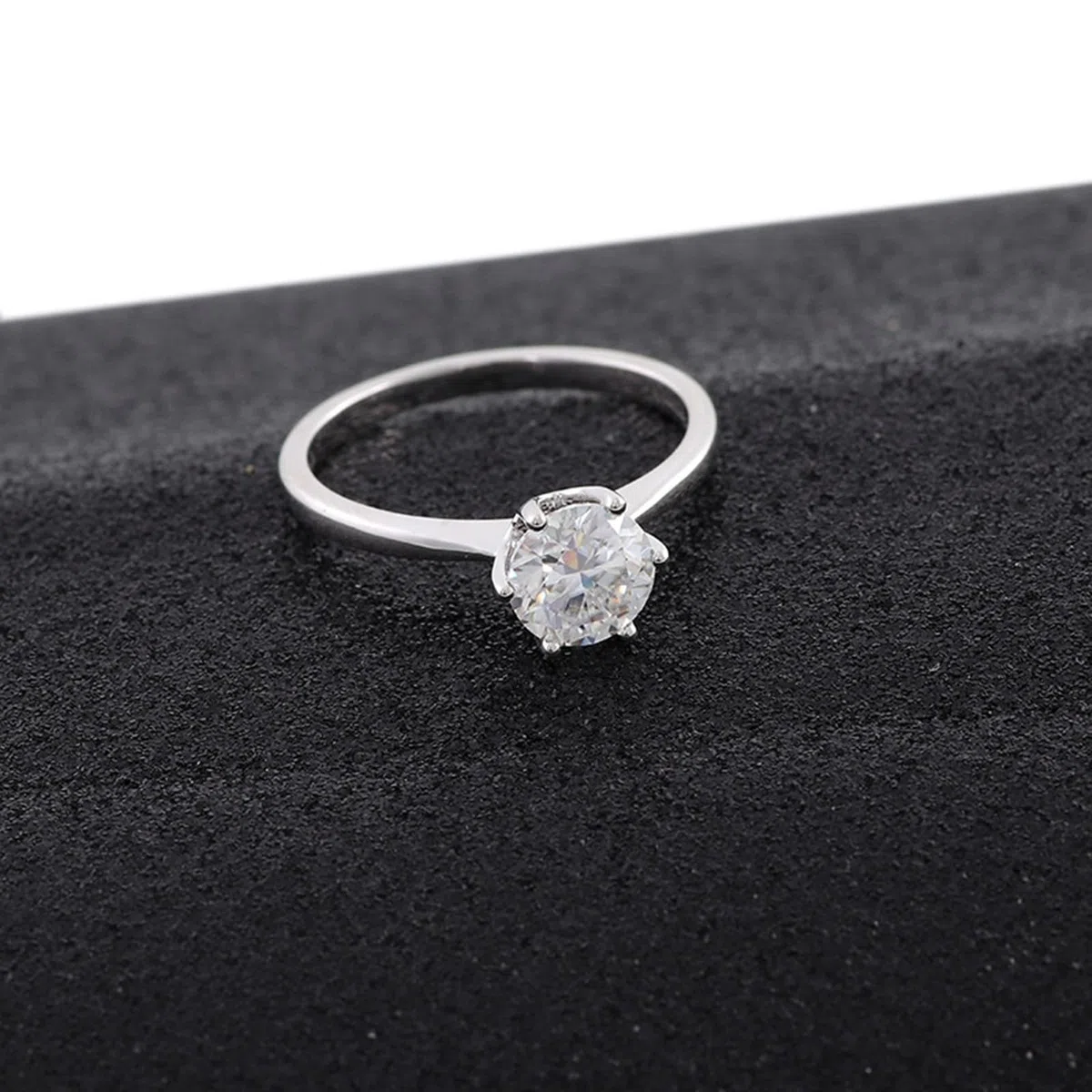 Anillo de compromiso para mujer, delicado anillo de boda, oro blanco de 9 quilates, moissanita, solitario con moissanite de 1 ct, talla 45 (14,3), popular para el aniversario de la madre