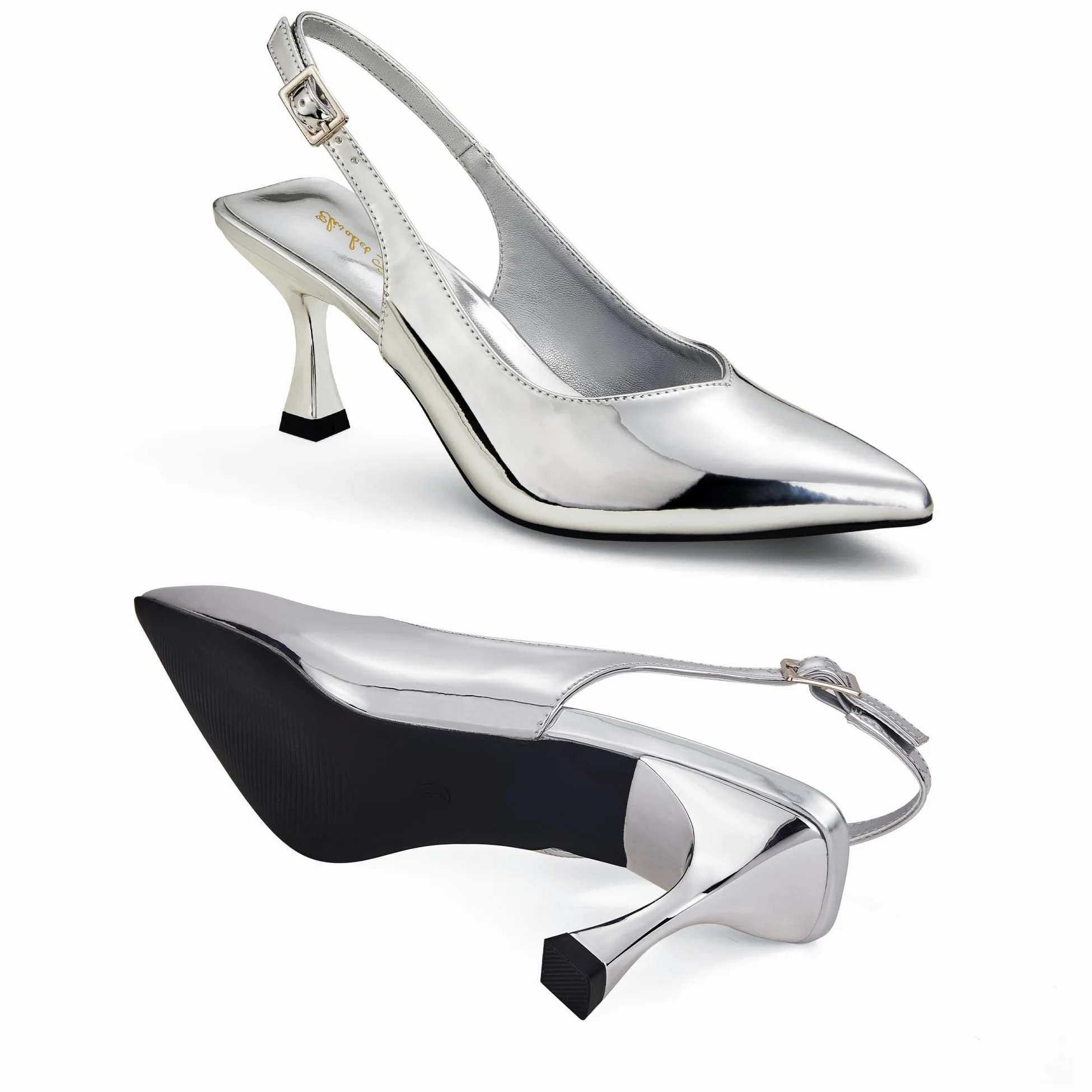 Zhabtuc Zapatos de tacón de Gatito de 3 in para Mujer, Puntera Cerrada en Punta, Zapatos de Vestir Elegantes para Mujer
