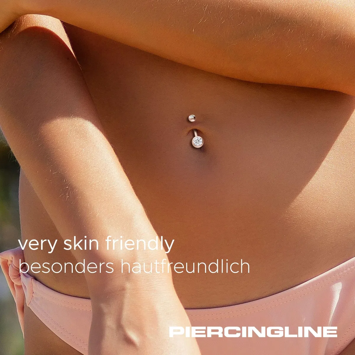 PIERCINGLINE Piercing para el ombligo de oro de 14/18 quilates, bananabell 2, oro blanco 750, longitud de la barra: 8 mm