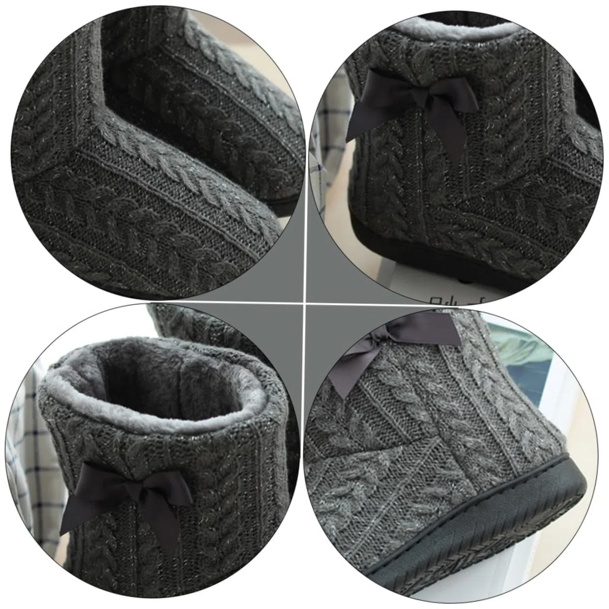 GALPADA Botas de Punto para Mujer Talla 39-40, Suela de Goma Antideslizante