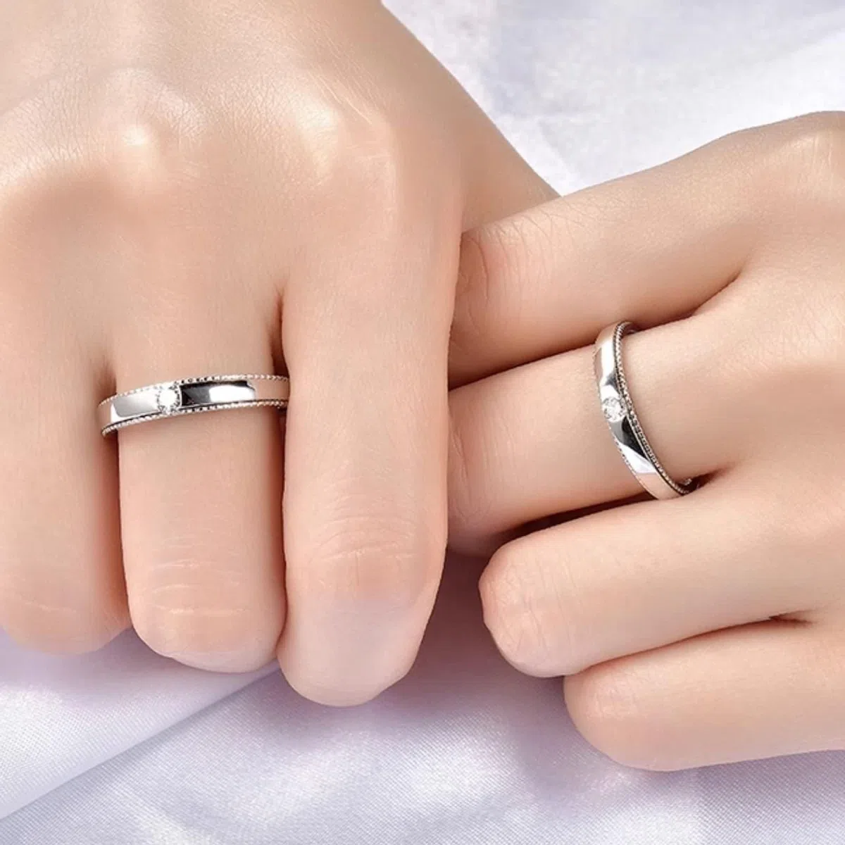 Anillo de compromiso para hombre de platino con diamante blanco de 0,13 quilates, de plata Pt950, talla 54 (17,2)