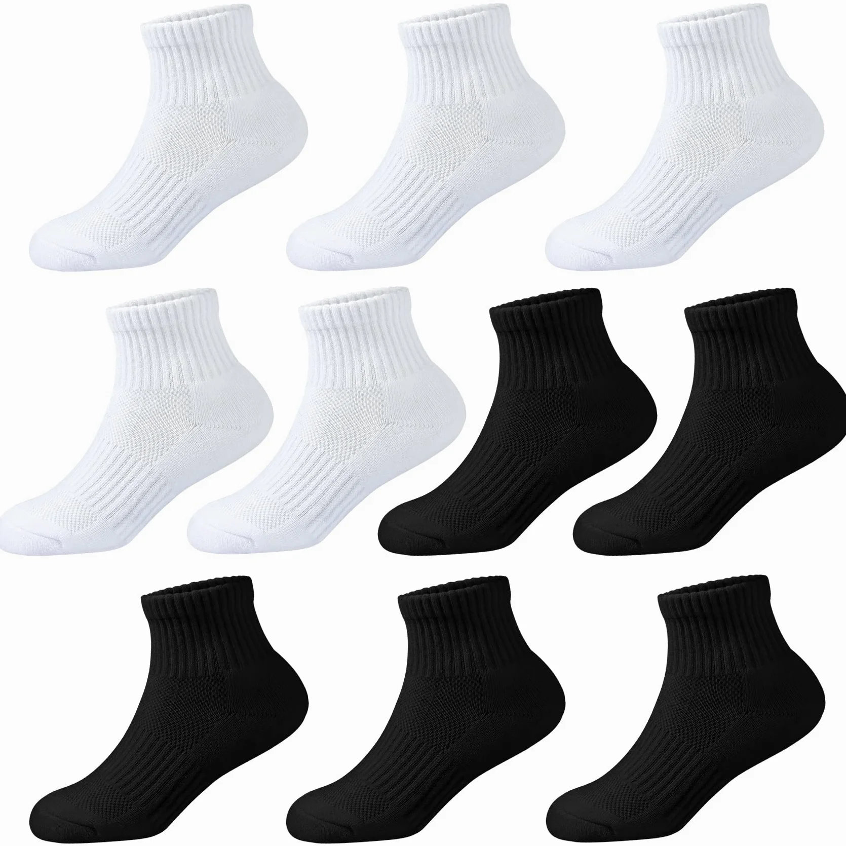Calcetines tobilleros acolchados para niños, calcetines cortos atléticos para niñas, calcetines de algodón para niños, jóvenes, deportes, 10 pares