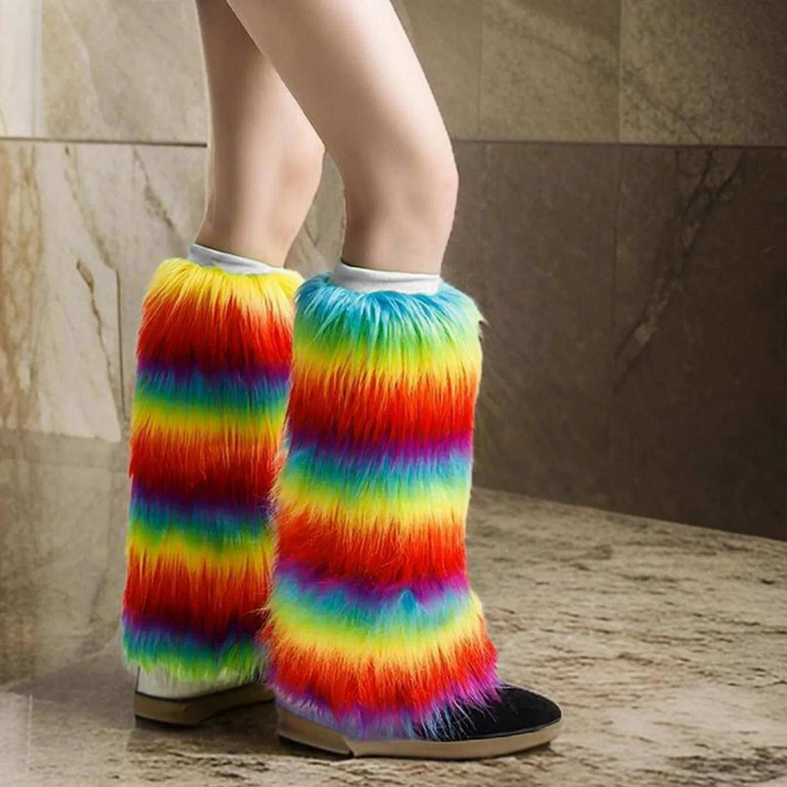 10 pares de puños de piel artificial para botas, tobilleras, calentadores de piernas para mujer, calcetines térmicos de invierno