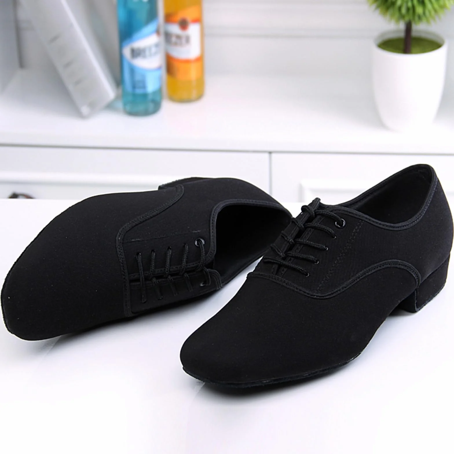 Zapatos De Baile Hombre Tacón Bajo para Salón De Baile Tango Vals Cuero para Interiores