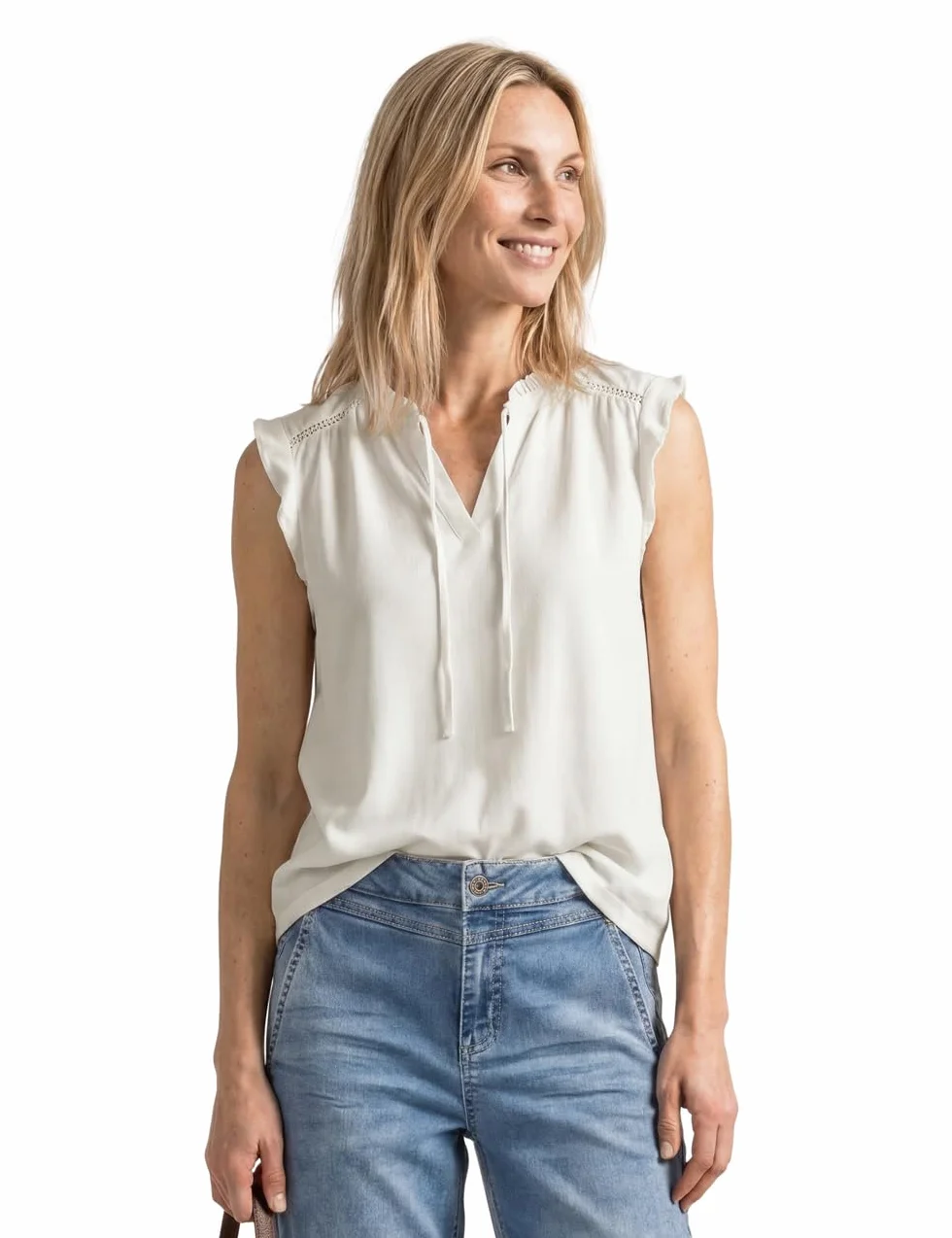 Street One Top con Mezcla de Textura y Detalles de Crochet Mujer