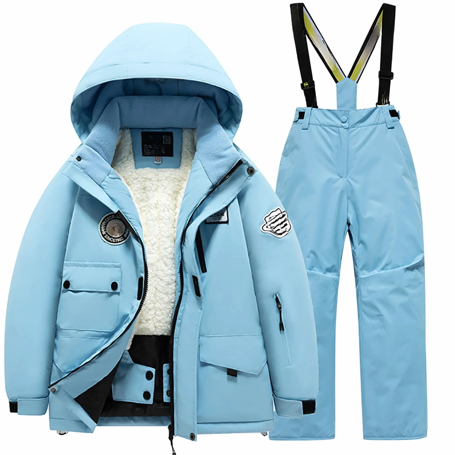 Generisch Traje de esquí para niños, forro polar, chaqueta, pantalones, invierno, windbroek, snowboard, unisex, para invierno, cálido traje de nieve