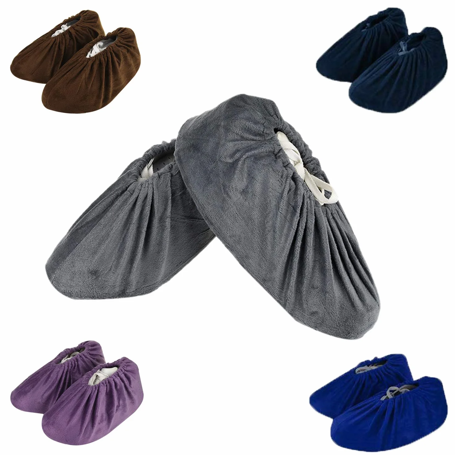 5 Pares Cubrezapatos Antideslizantes Cubiertas Reutilizable Zapatos con Franela Cubiertas de Zapatos Adecuadas para Lugares de Trabajo en Interiores Domésticos