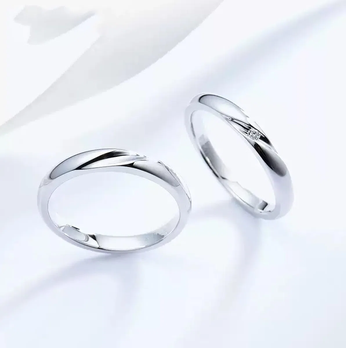 Wycian Anillos Boda Hombre Anillos Mujer Plata Oro Blanco de 14 Quilates Polaco Talla 20 Sólido No Chapado Moda para Hermana Cumpleaños Joyas
