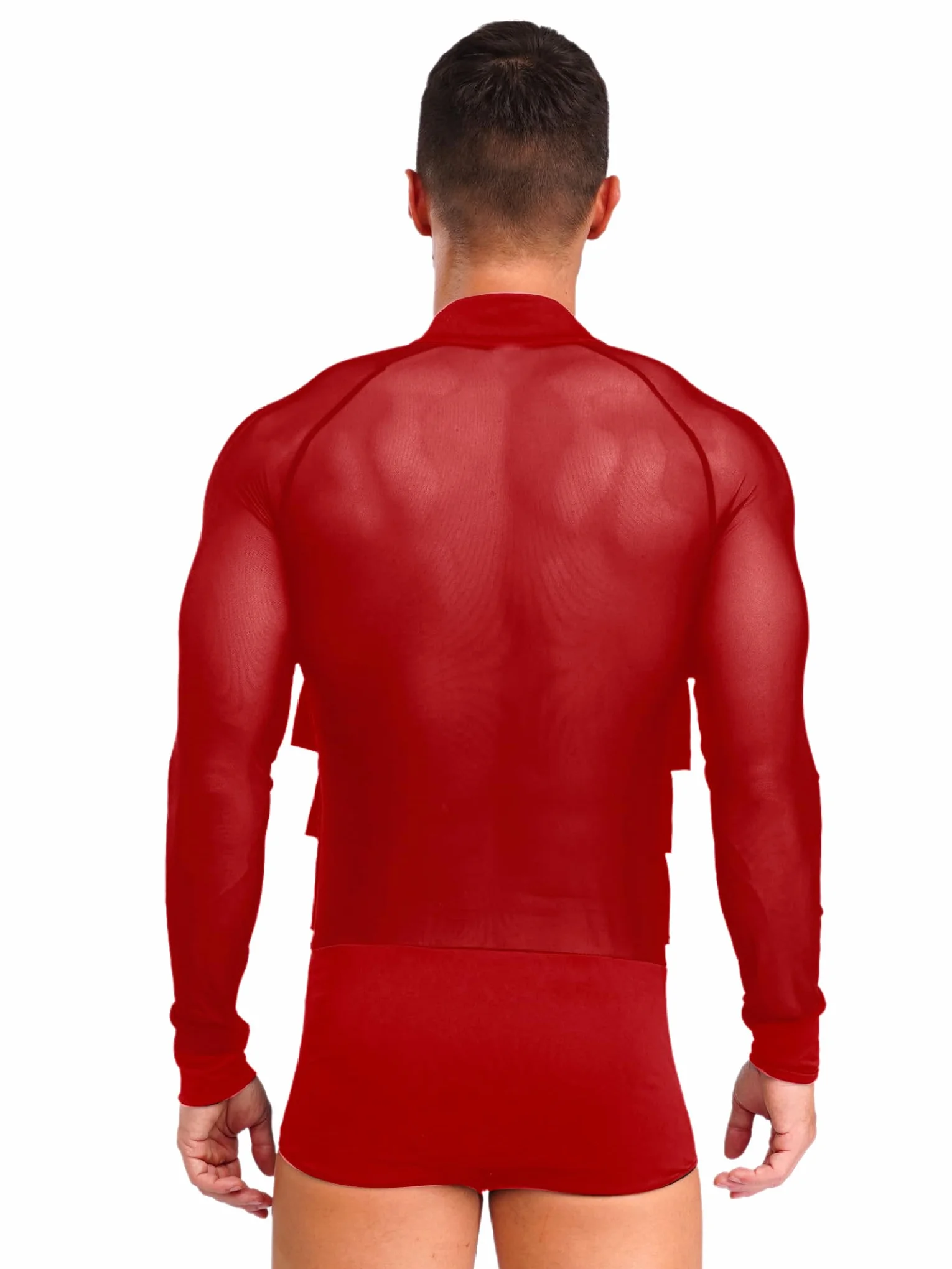 Camisa de baile latino manga larga volantes malla body jazz leotardo