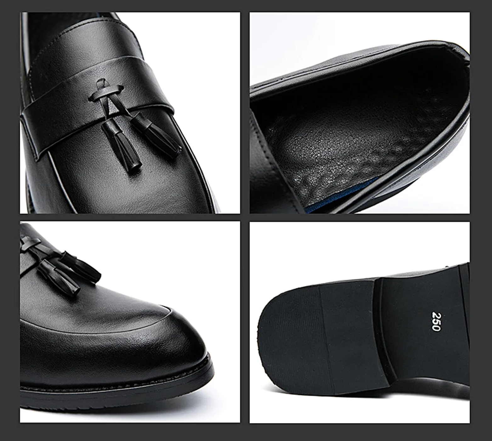 Mocasines Sin Cordones con Borlas De Cuero para Hombre Mocasines De Fumar Clásicos Penny Flats para Vestidos Informales De Negocios Fiesta De Graduación