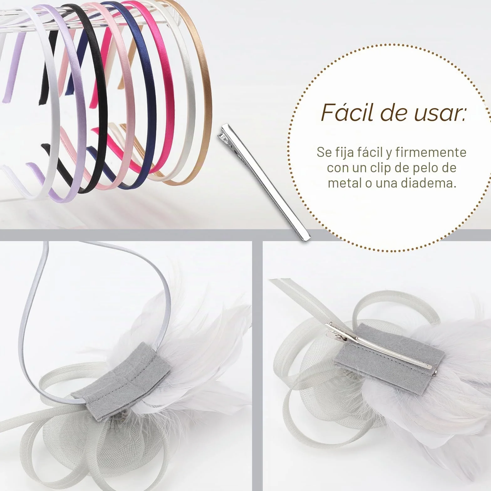 DRESHOW Fascinator Sombrero Flor de Plumas Clip de Pelo Elegante Sombrero de Malla Ideal para Fiestas, Cócteles, Bodas para Mujer