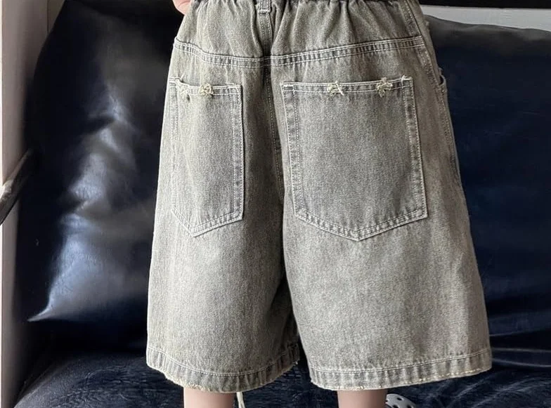 Pantalones cortos vaqueros holgados for niños, casuales, for jugar activamente, con ajuste cómodo