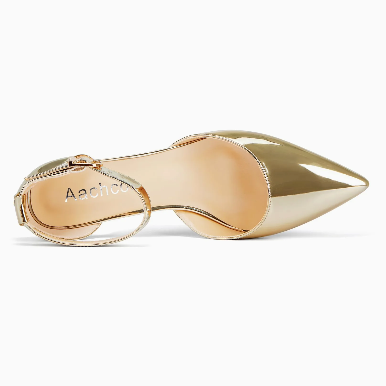 Aachcol Sandalias de tacón bajo con correa de tobillo para mujer, con puntera puntiaguda, zapatos de vestir, fiesta, oficina, boda, 1.5 pulgadas