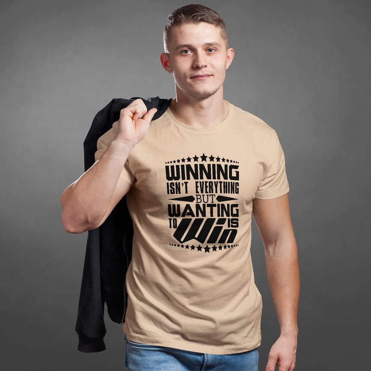 Winning Camiseta Unisex con Frase Personalizada, inspiradora para Hombres, Camiseta motivadora Positiva con Lema de motivación Gris Gris L