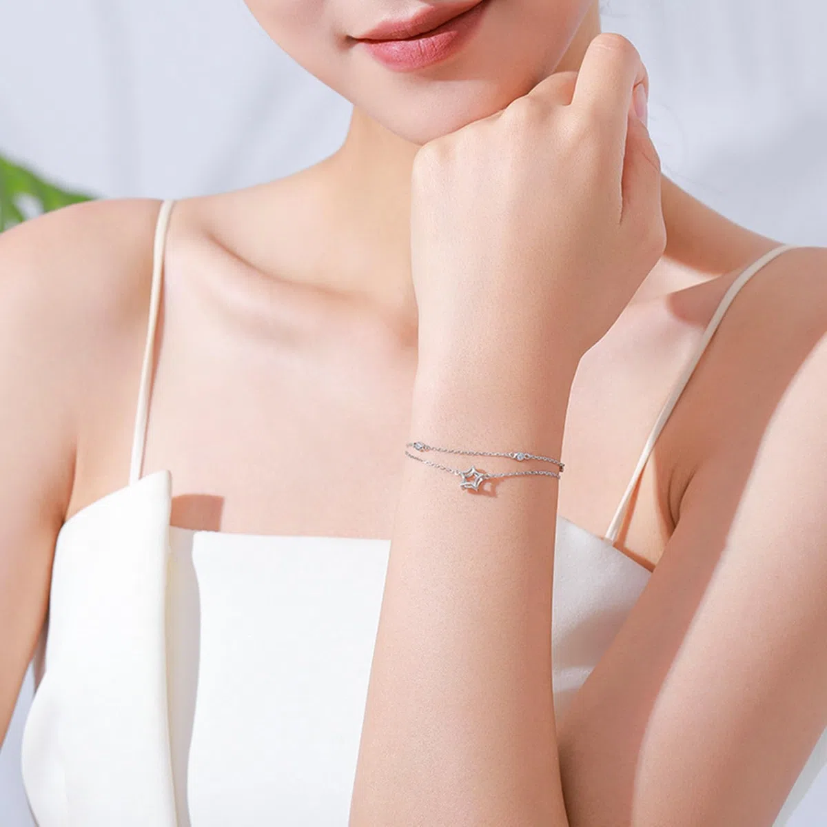 Pulsera Star Platinum Mum para mujer con pulsera para novia platino, PT950 y oro blanco de 9K/14K/18K