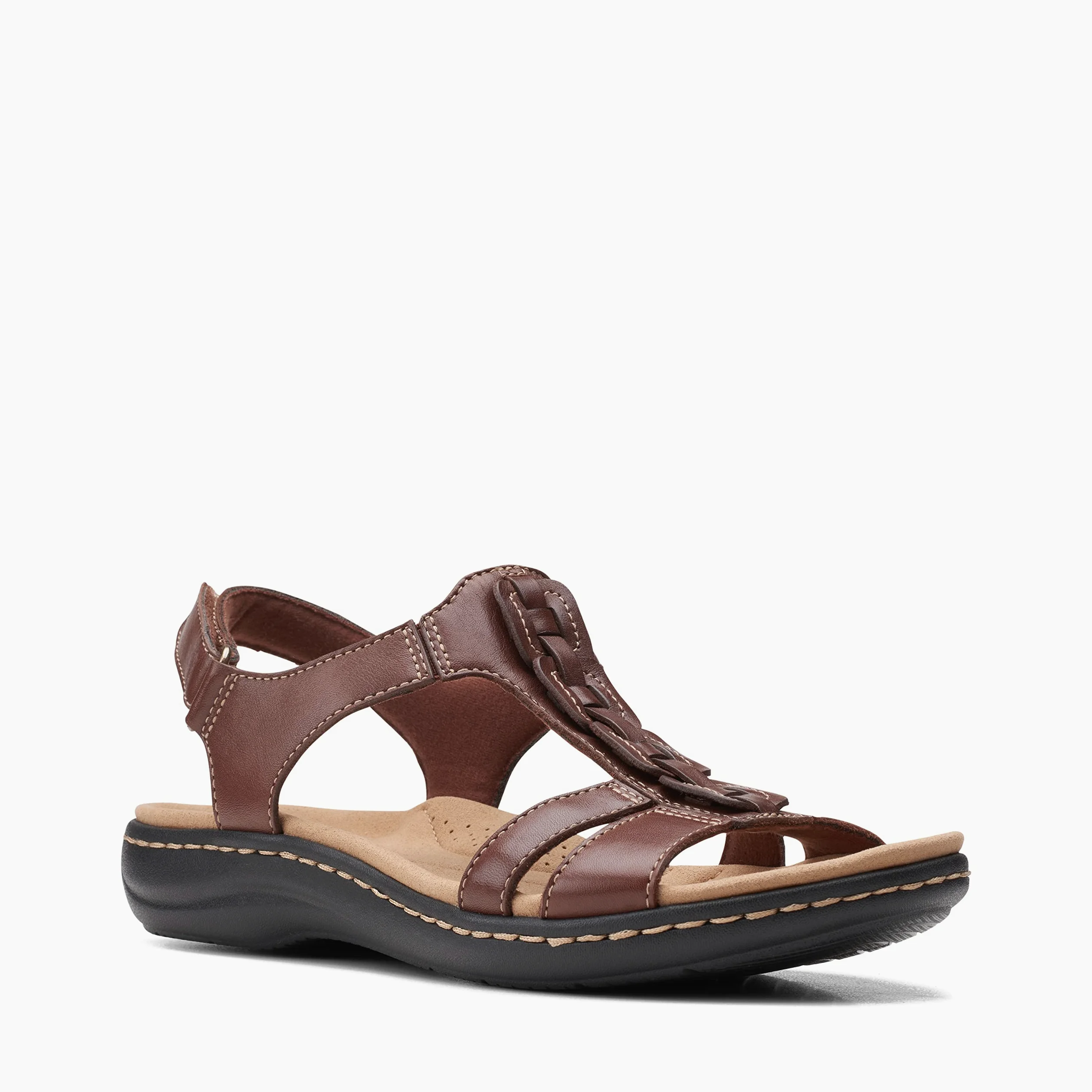 Clarks Sandalias planas Laurieann Kay para mujer, marrón claro, 36 EU