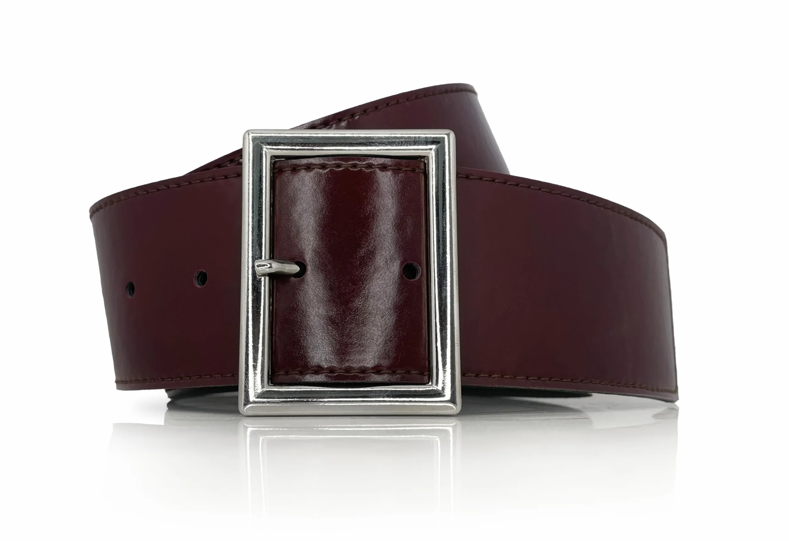 almela - Hebilla cinturón doble con acabado en plata brillo de 50mm de ancho - 5cm | Buckle belt