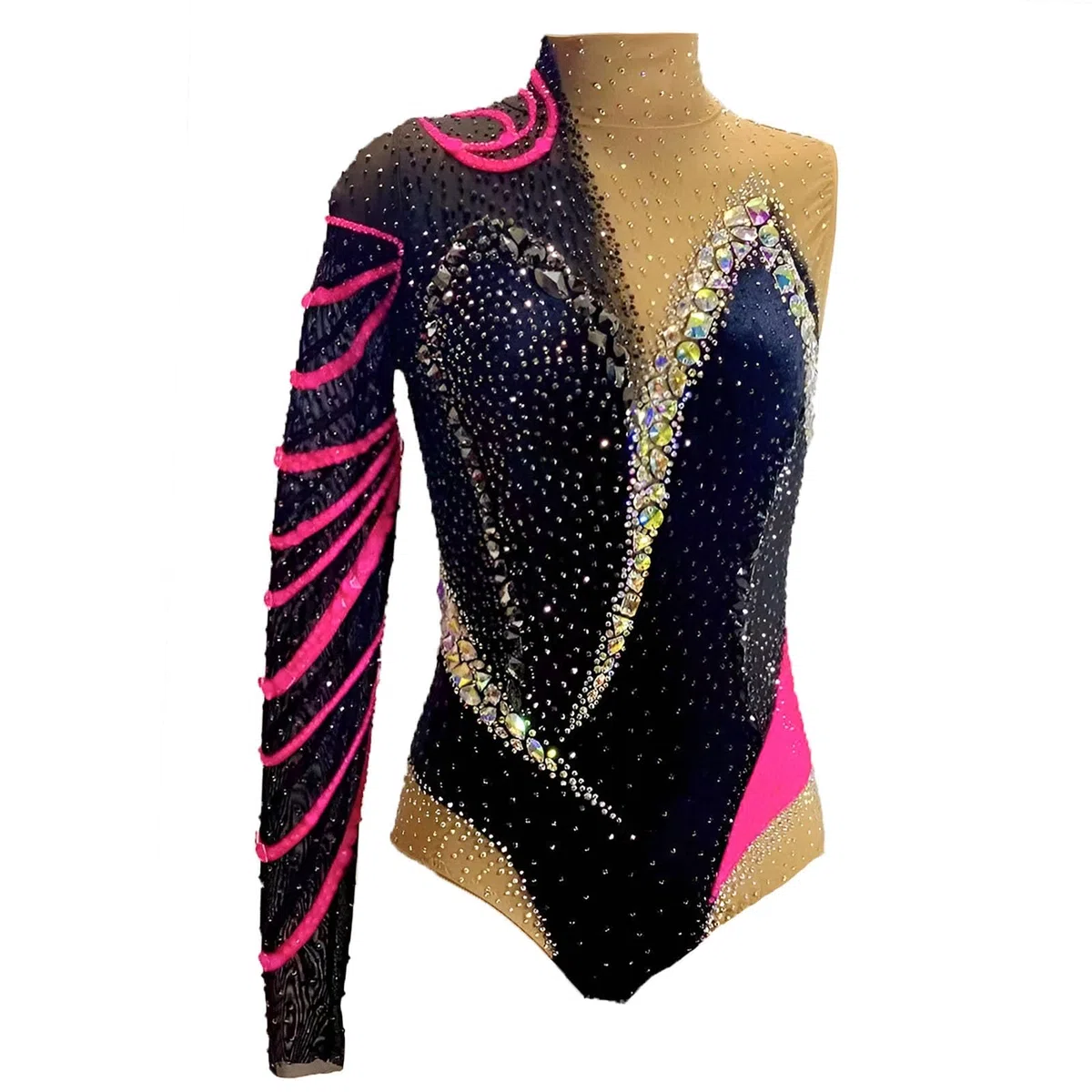 Malla De Gimnasia Rítmica for Niña Con Detalles De Cristal, Ropa De Gimnasia Hecha A Mano for Mujer for Un Rendimiento Superior