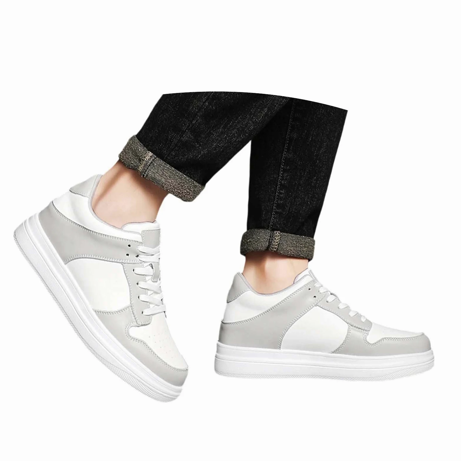 Elevator Zapatos Hombre Transpirable Zapatillas de Cuero Zapatos Casual Zapatos Blancos Zapatos de Senderismo Clásicos Zapatos con Cordones Cómodos Zapatillas Deportivas al Aire Libre para la