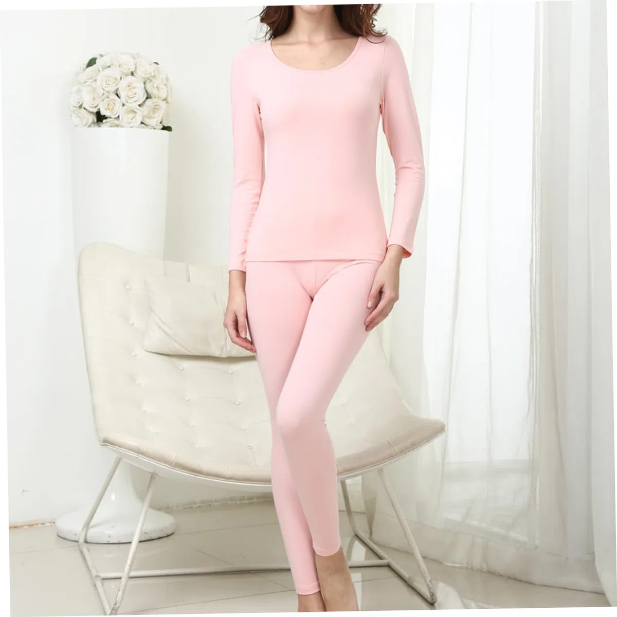CALLARON Conjunto Térmico Mujer 2 Piezas Algodón Suave Ropa Interior Invierno para Casa