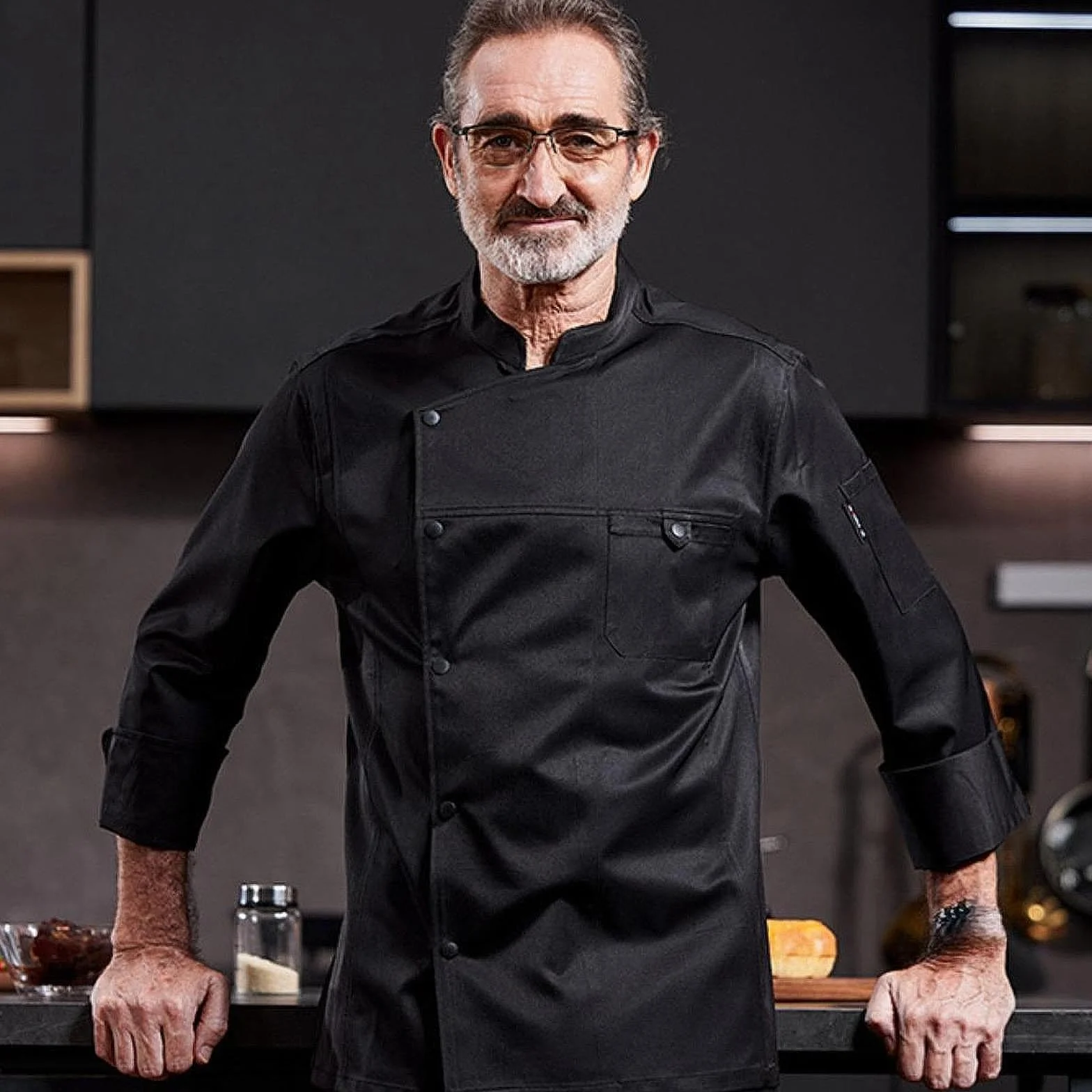 Chaqueta de Chef para Hombres Y Mujeres, Uniforme de Cocina, Traje Profesional, Cómoda, Poliéster Transpirable, Cierre de Botones Fácil, Pecho Y Manga