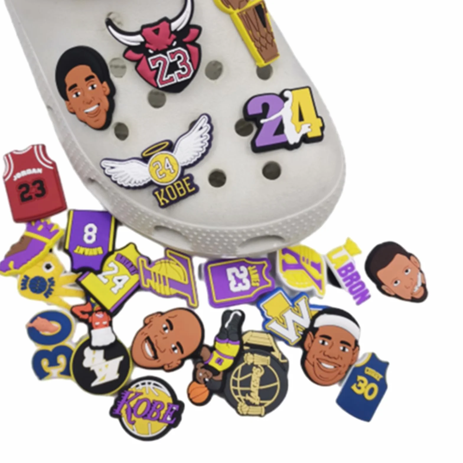Shoe Charms Crocs,20 Piezas PVC Adornos de Zapatos,DIY Cartoon Baloncesto Decoración de Zapatos Caricatura Accesorios para Bricolaje Decoraciones Zueco Sandalias Pulseras Niños Adultos,Basketball
