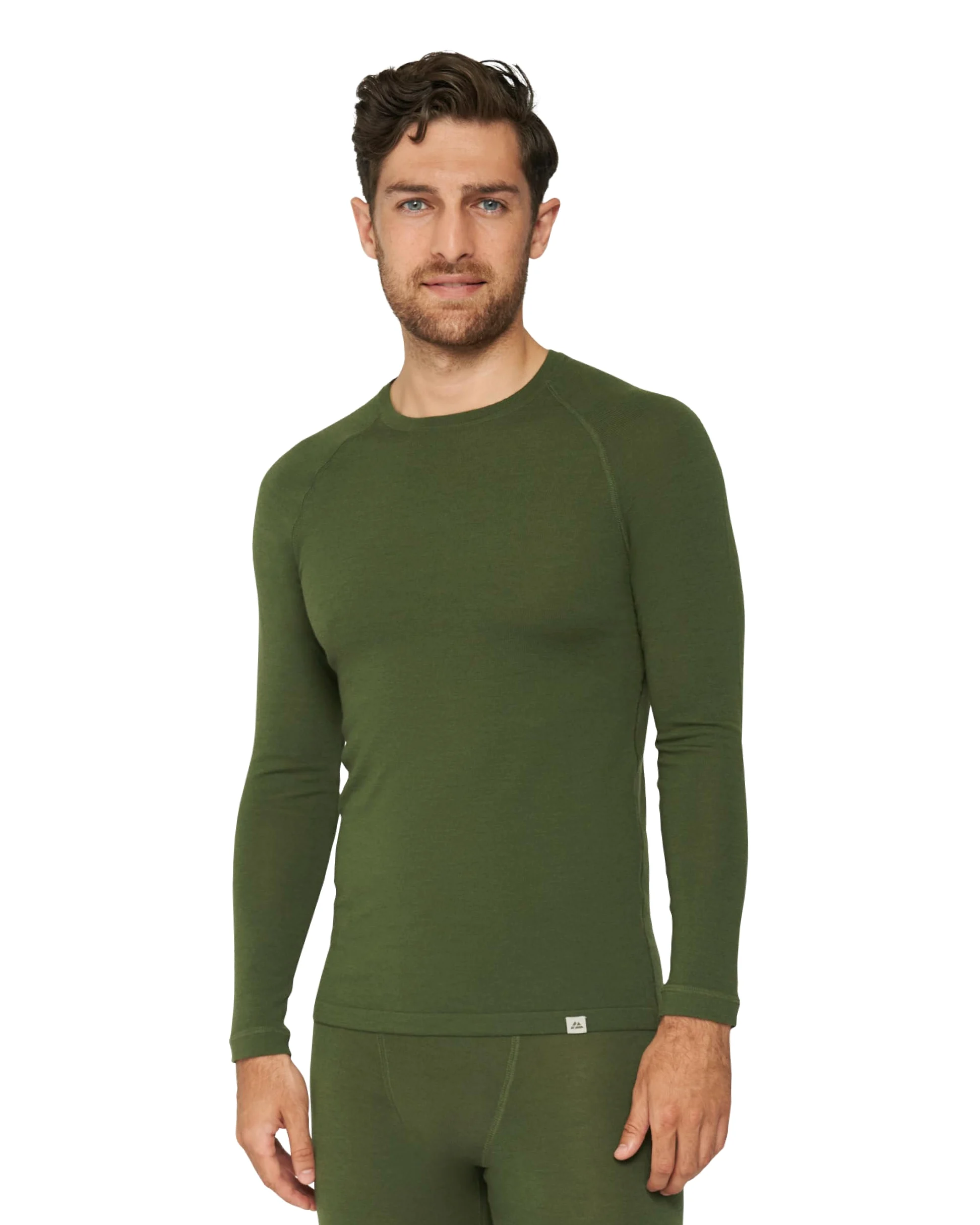 DANISH ENDURANCE Camiseta Térmica Lana Merino Hombre Verde 2XL | Camiseta Térmica de Lana Merino 180g/m², Cálida y Transpirable con Ajuste Ergonómico, para Senderismo, Esquí y Uso en Casa