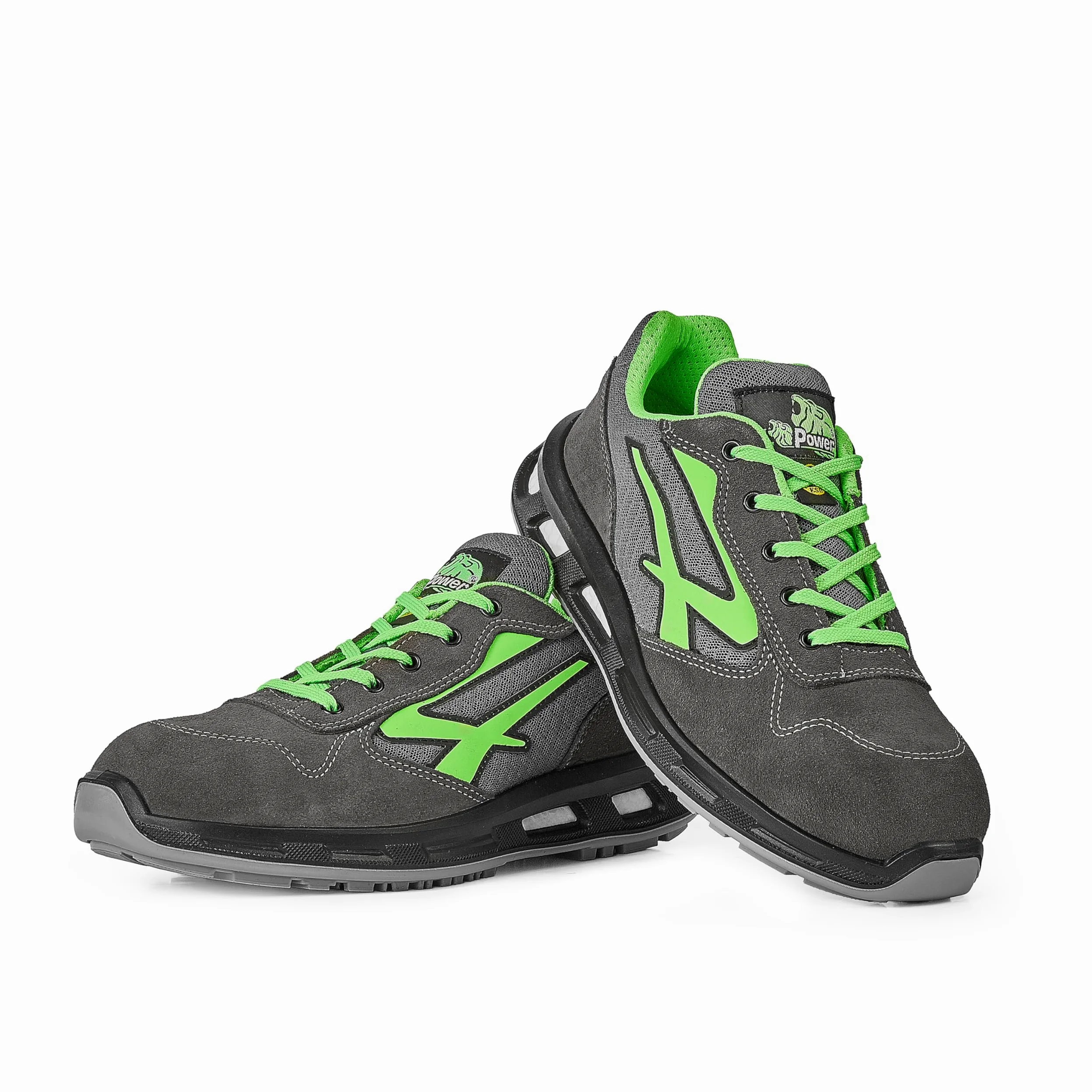 U-Power Red Lion Point, zapatos de seguridad unisex, ligeros, flexibles, de cuero antipinchazos, con inserto Infinergy, con puntera de aluminio - Grey & Green 45
